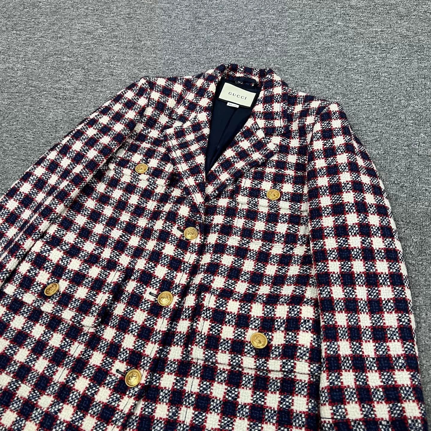 Gucci Gucci Tweed Plaid Gold Buckle Blazer Size M / US 6-8 / IT 42-44 - 3 Thumbnail