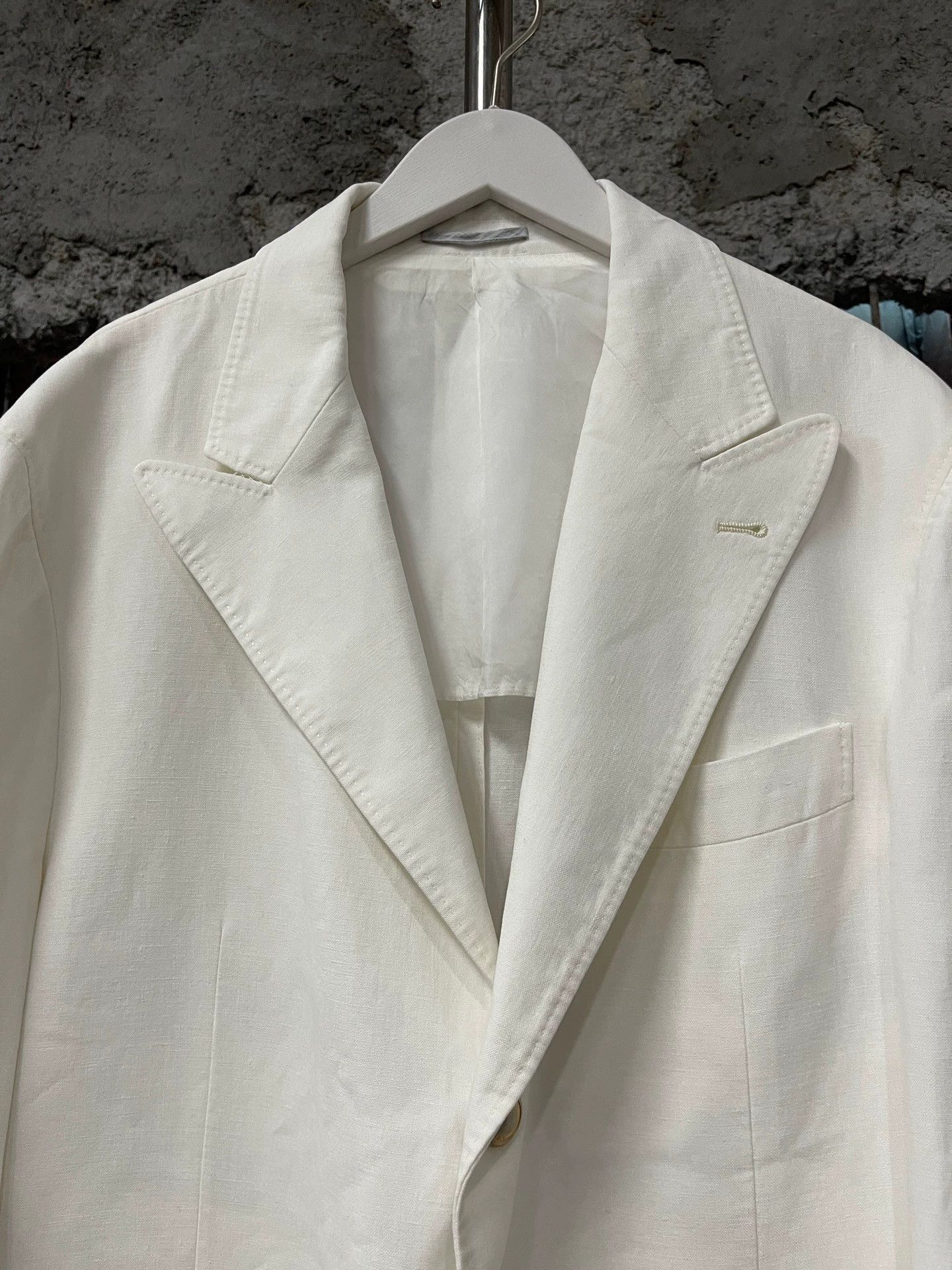 Brunello Cucinelli White Single-Breasted Blazer Size US M / EU 48-50 / 2 - 3 Thumbnail