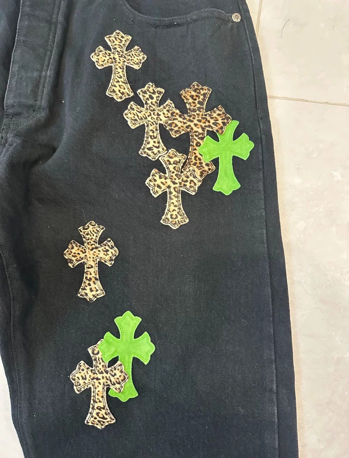 Other Remake Apple Green Leopard Jeans Size US 34 / EU 50 - 2 Thumbnail