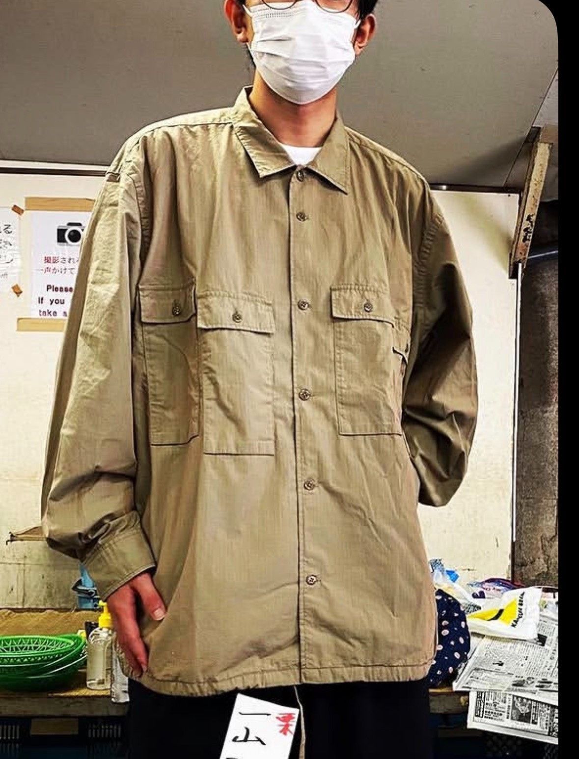 Other BROCHURE Oversized Khaki Flag Shirt Size US L / EU 52-54 / 3 - 4 Thumbnail