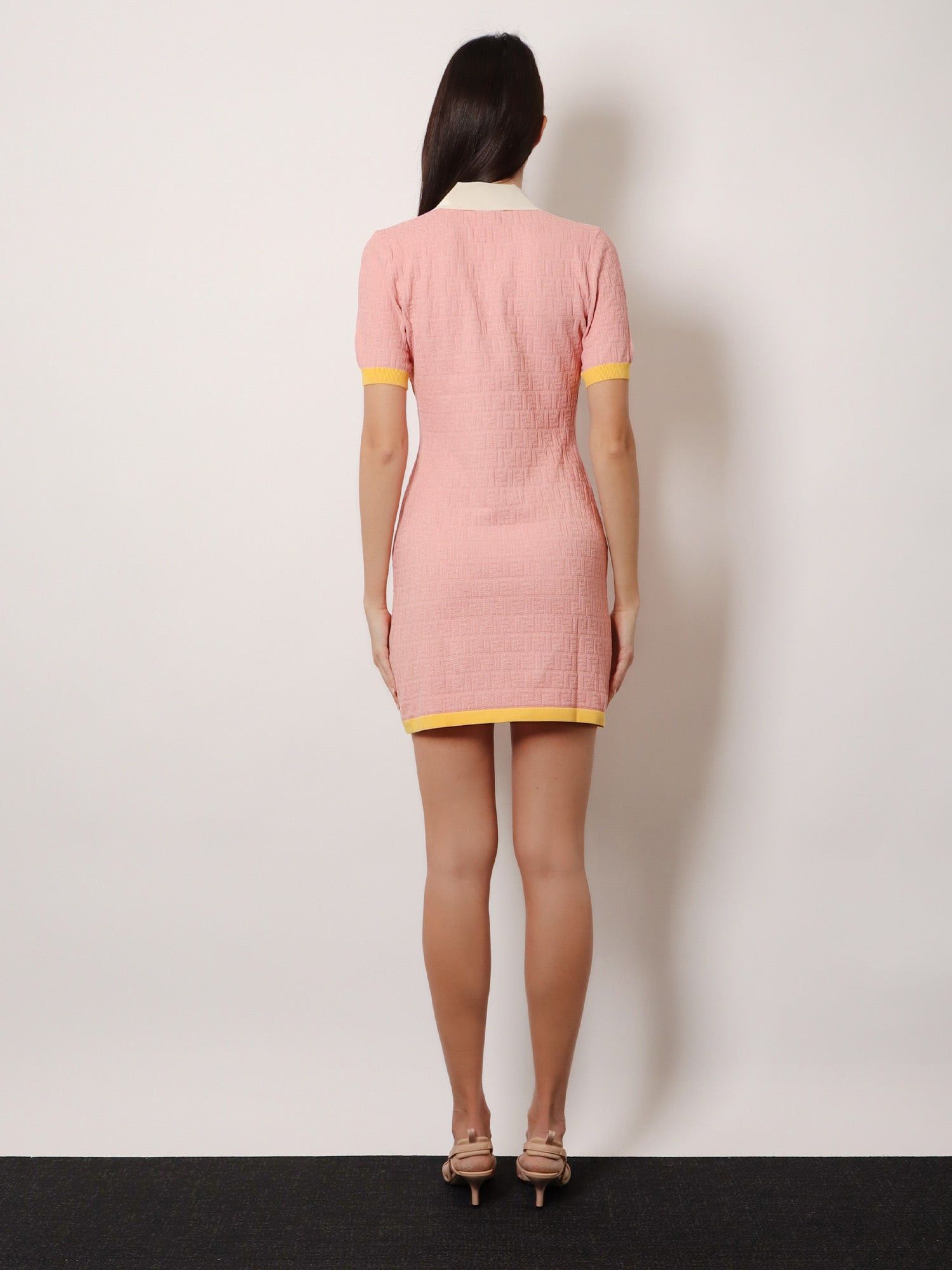 Fendi Cotton And Silk Blend Short Dress With All-Over Ff Motif Size M / US 6-8 / IT 42-44 - 5 Thumbnail