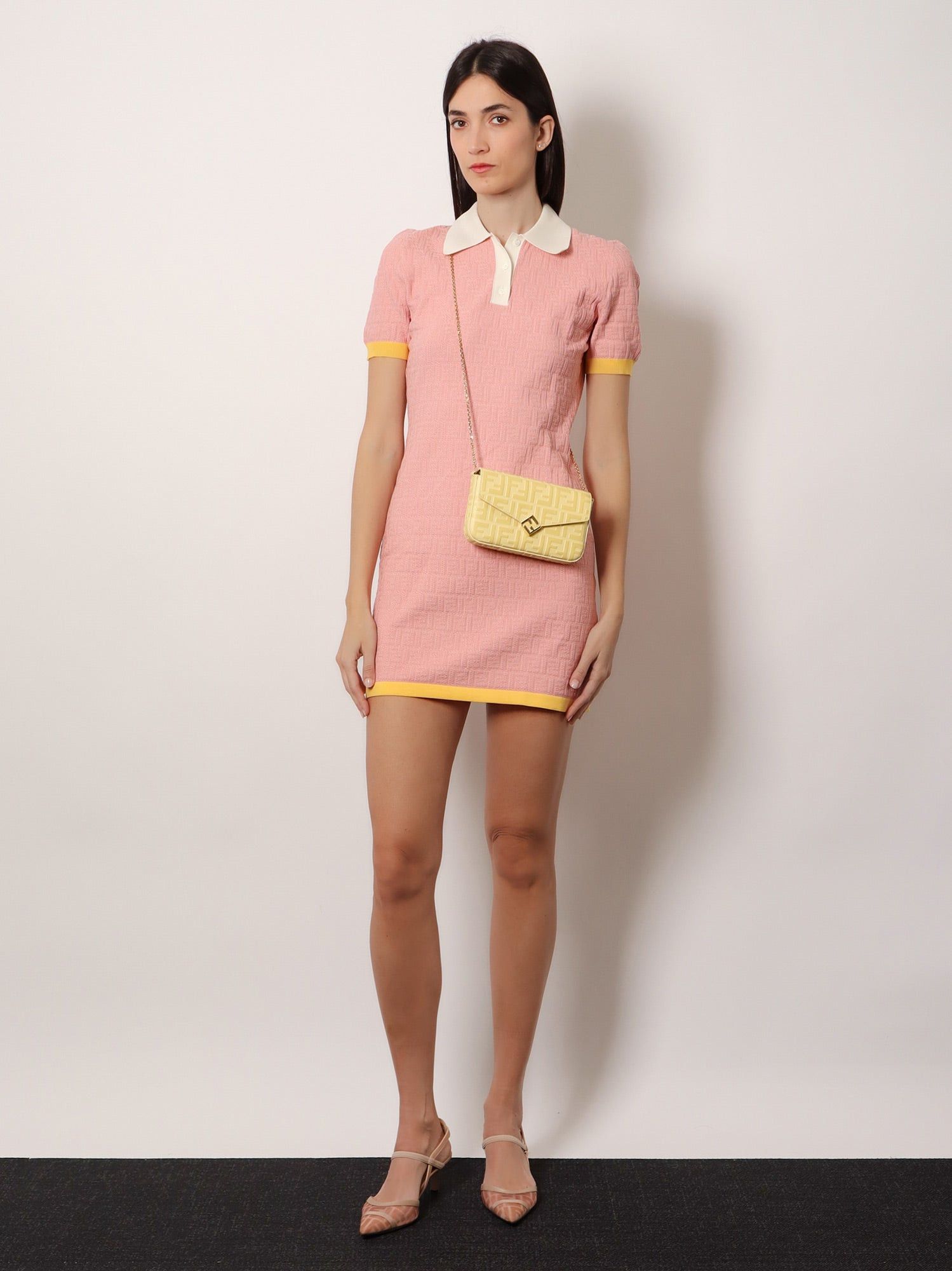 Fendi Cotton And Silk Blend Short Dress With All-Over Ff Motif Size M / US 6-8 / IT 42-44 - 4 Thumbnail