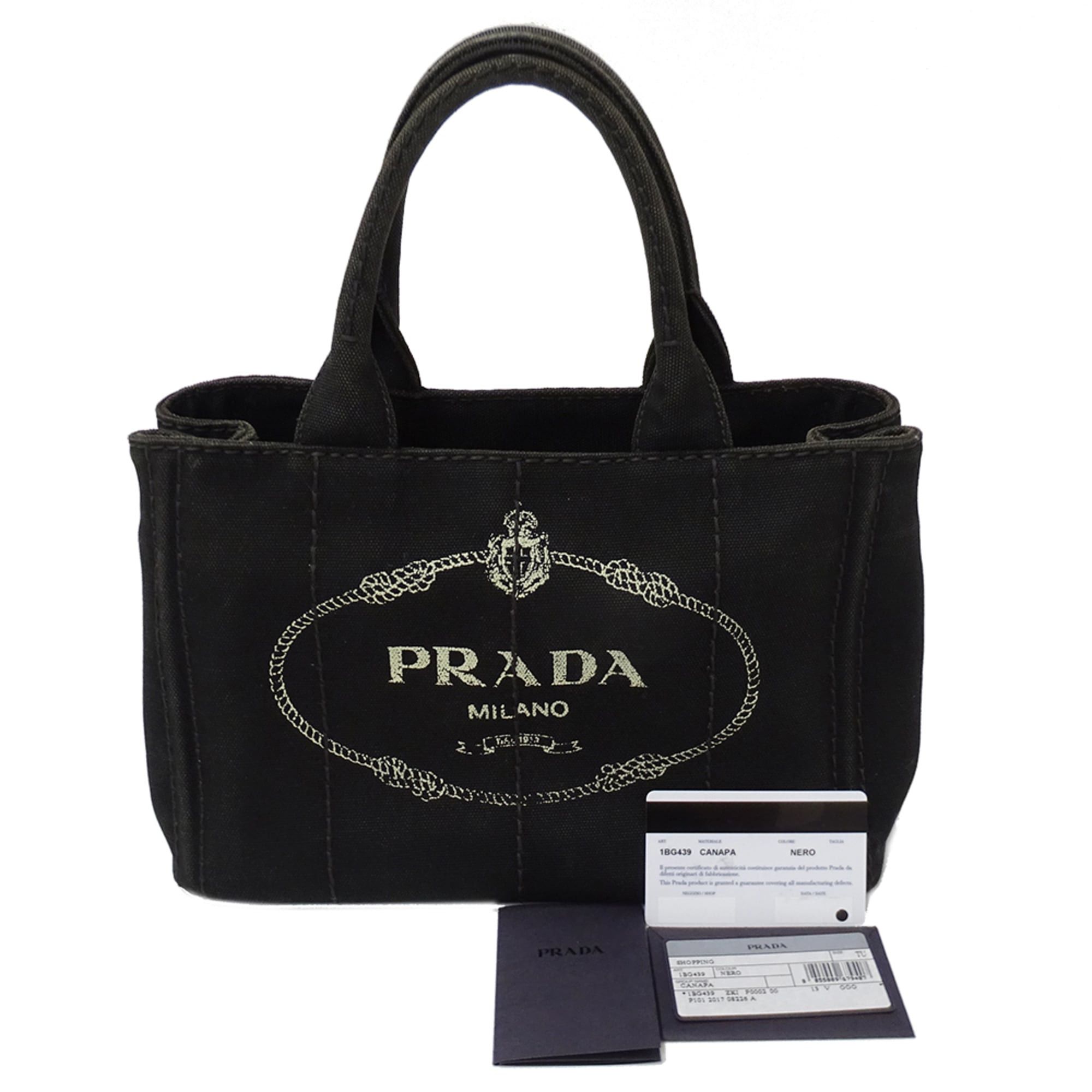 Prada Prada handbag for women, brand handbag, Canapa Mini canvas, black, 1BG439 black Size ONE SIZE - 7 Thumbnail