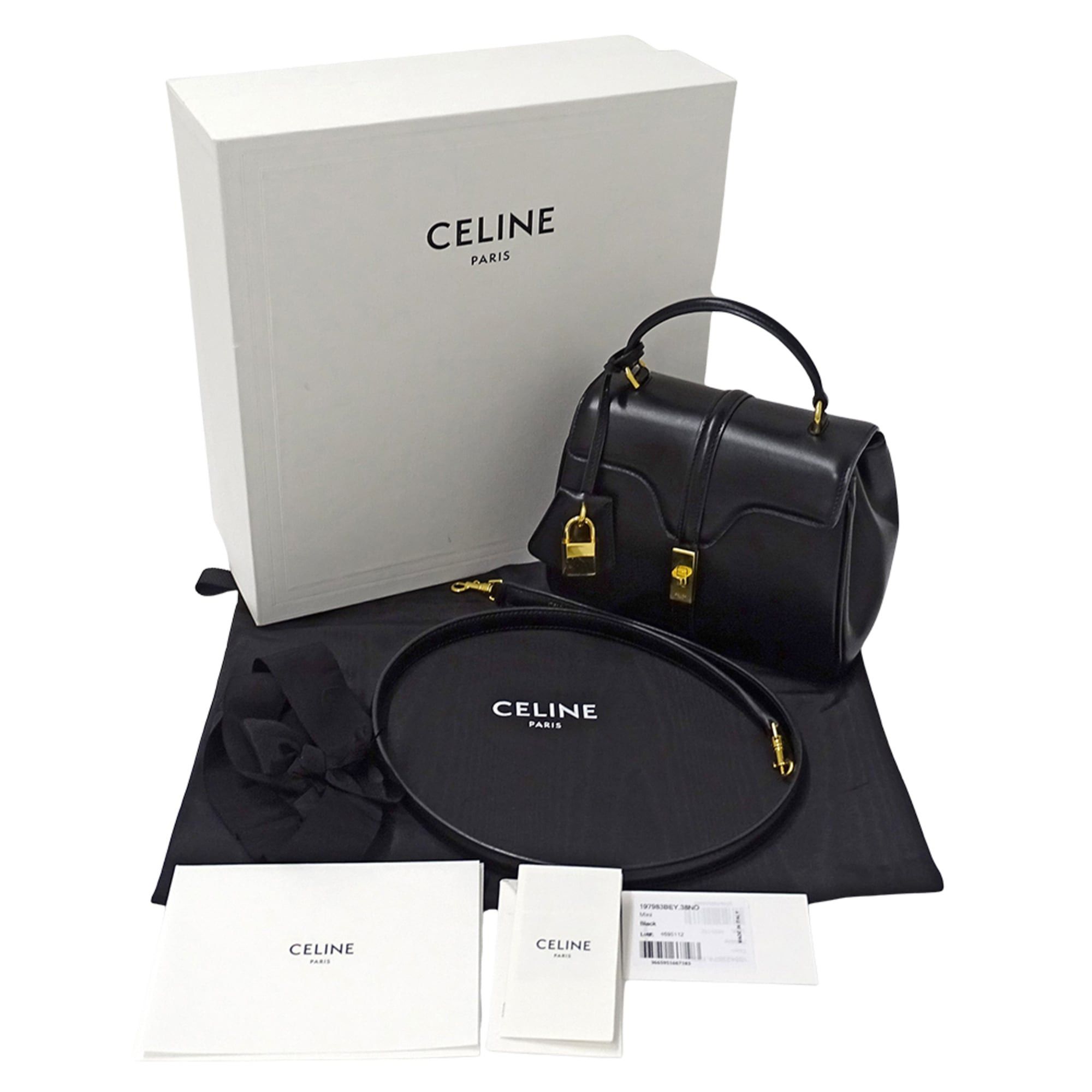Celine Celine handbag for women, brand name, handbag/shoulder bag, 2-way, mini, 16cm, Seize, leather, black, mini bag Size ONE SIZE - 7 Thumbnail
