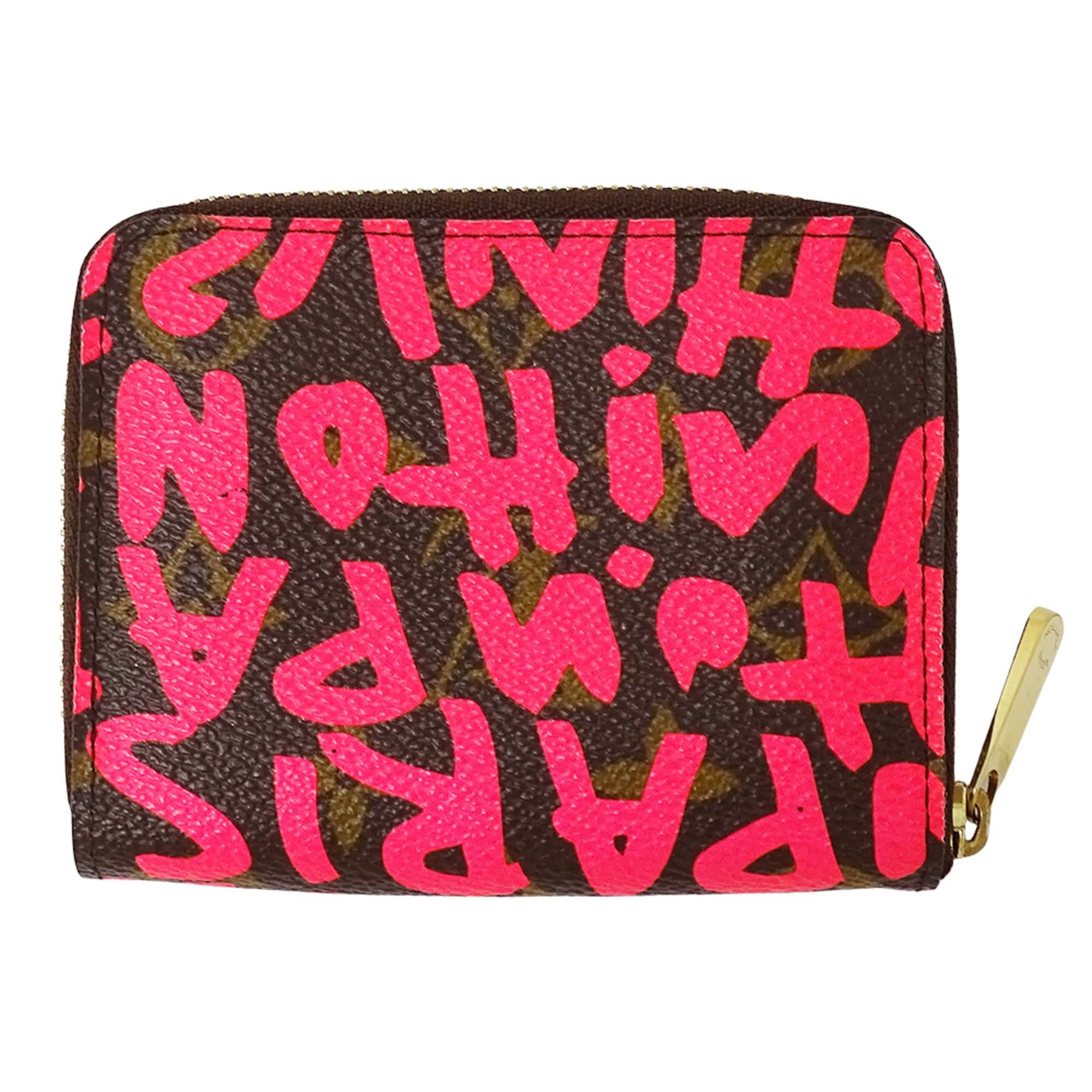 Louis Vuitton Louis Vuitton Monogram Graffiti Women's Wallet/Coin Purse Zippy Coin Fuchsia M93707 Pink Brown Round Zipper Size ONE SIZE - 2 Thumbnail
