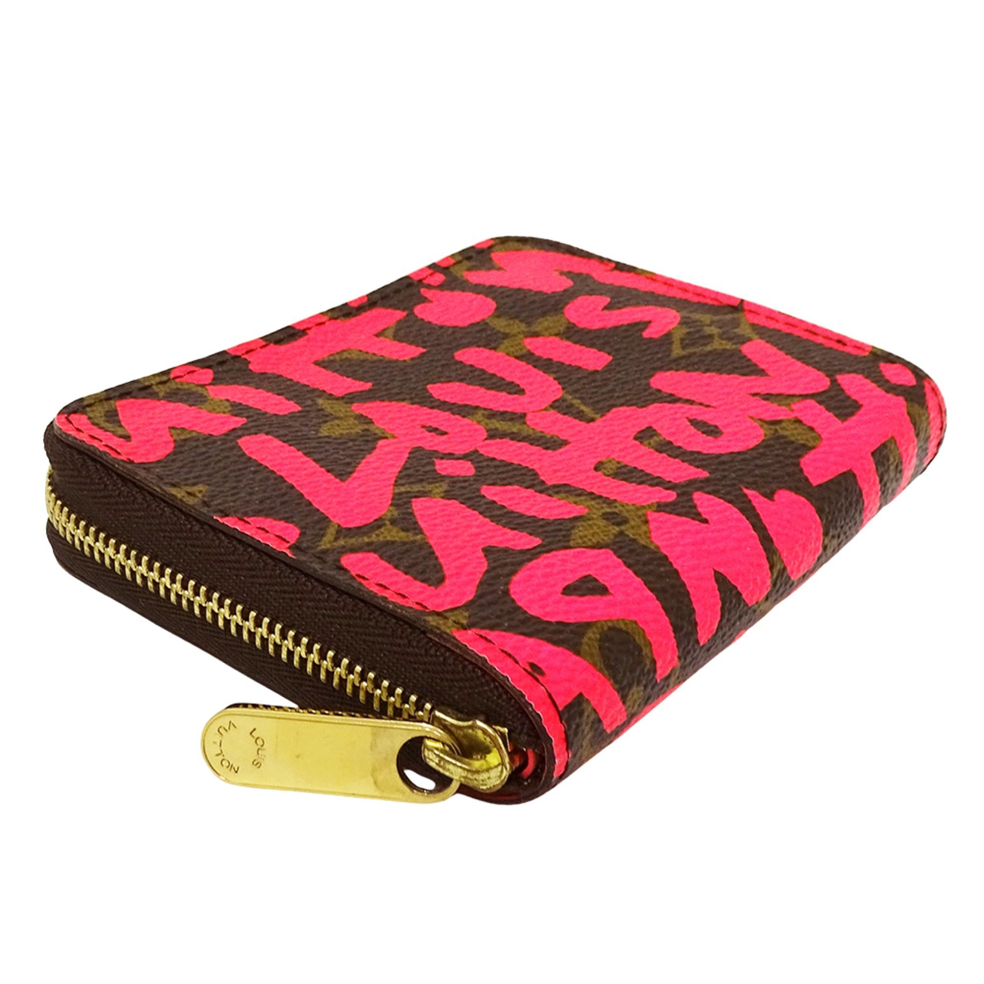 Louis Vuitton Louis Vuitton Monogram Graffiti Women's Wallet/Coin Purse Zippy Coin Fuchsia M93707 Pink Brown Round Zipper Size ONE SIZE - 3 Thumbnail