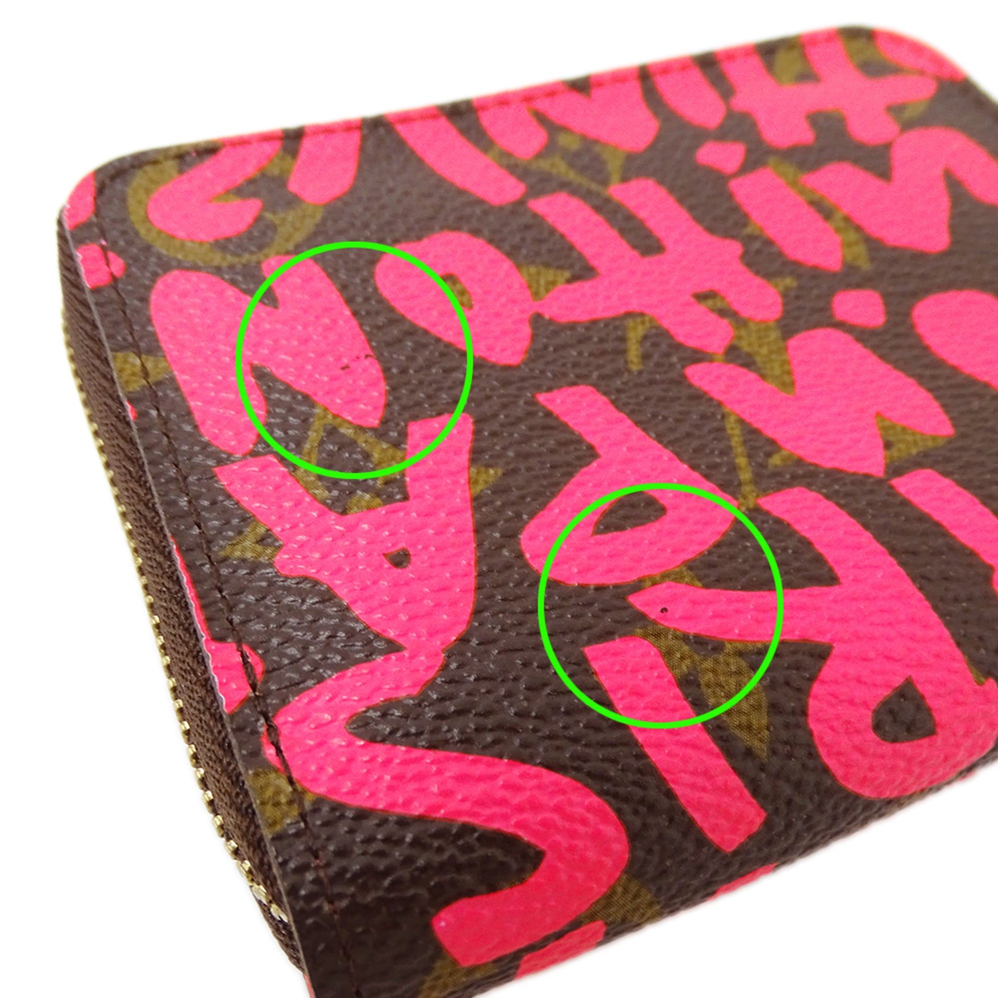 Louis Vuitton Louis Vuitton Monogram Graffiti Women's Wallet/Coin Purse Zippy Coin Fuchsia M93707 Pink Brown Round Zipper Size ONE SIZE - 9 Thumbnail