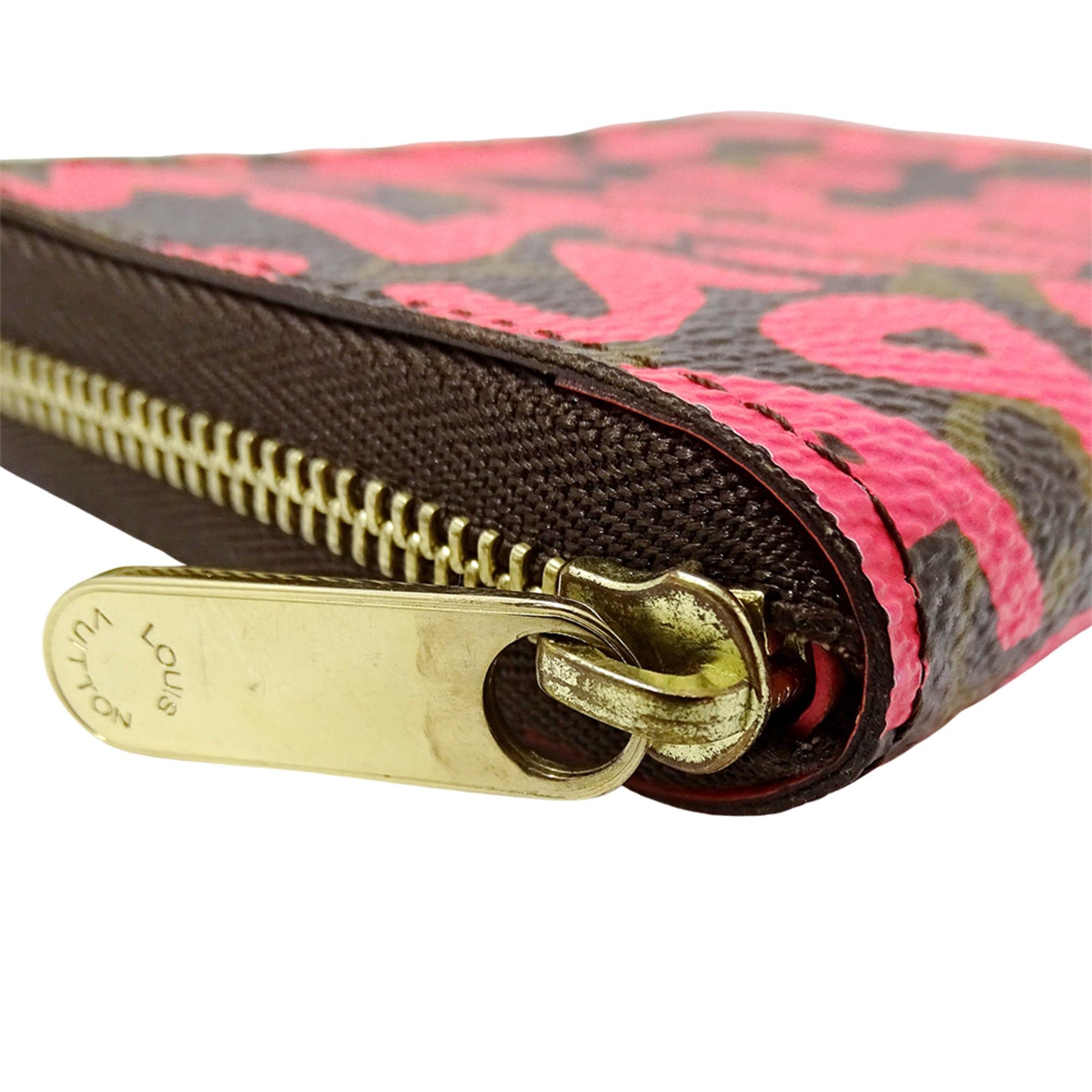 Louis Vuitton Louis Vuitton Monogram Graffiti Women's Wallet/Coin Purse Zippy Coin Fuchsia M93707 Pink Brown Round Zipper Size ONE SIZE - 8 Thumbnail