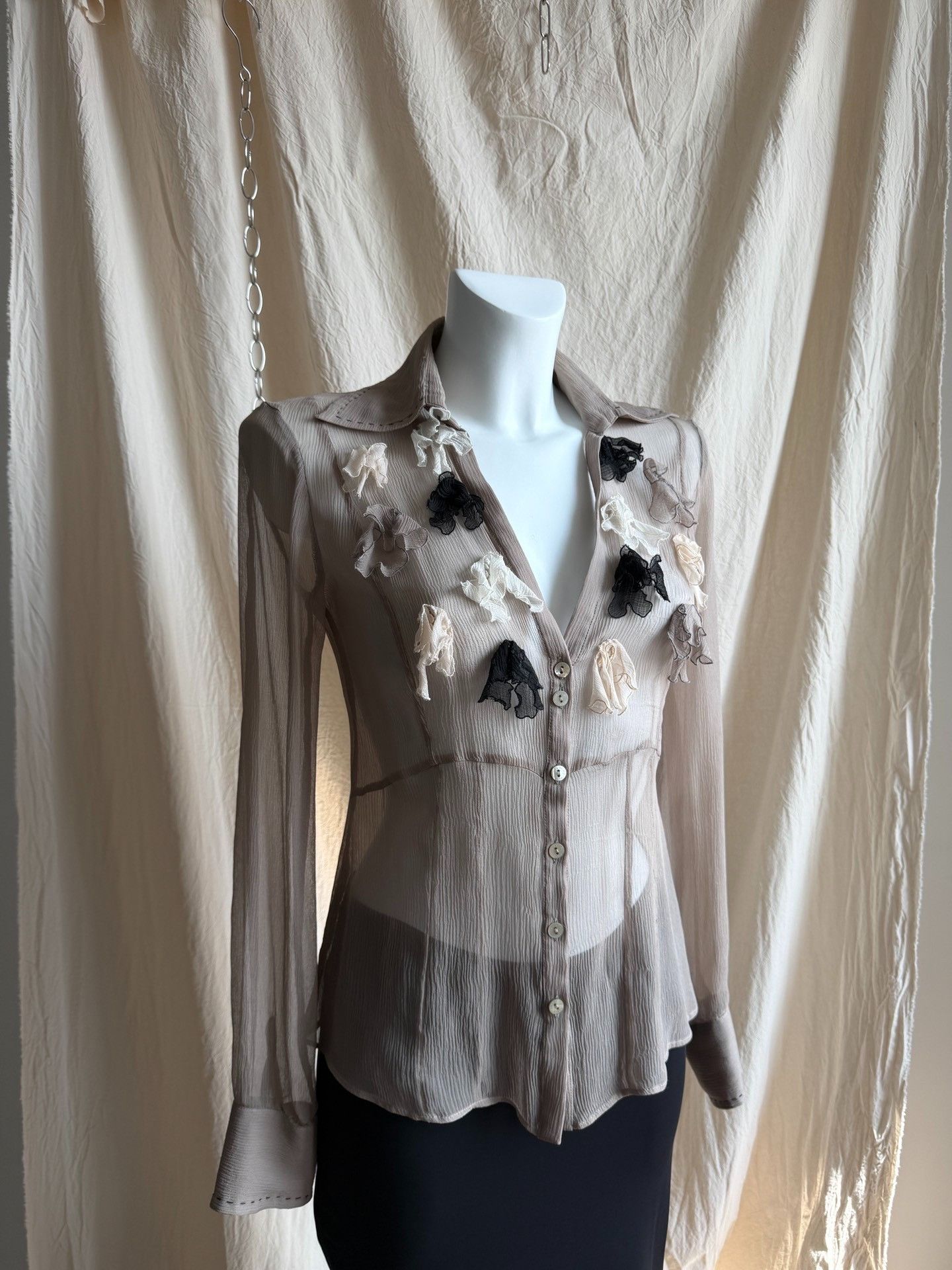 Other PAOLAFRANI Silk Sheer Large Neck Shirt Size M / US 6-8 / IT 42-44 - 4 Thumbnail
