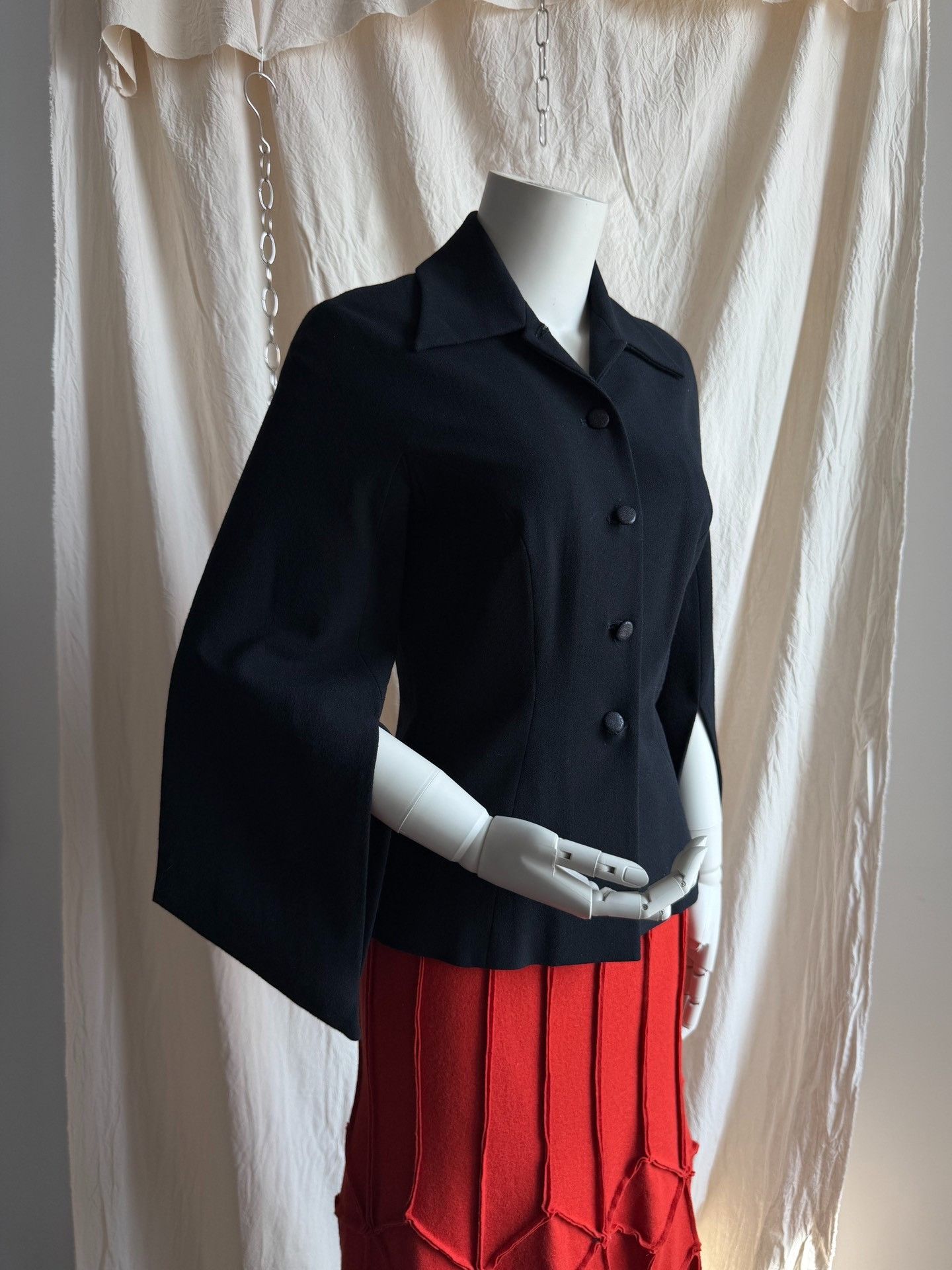Other SYBILLA Black Cape-Style Asymmetric Cuff Jacket Size M / US 6-8 / IT 42-44 - 2 Thumbnail