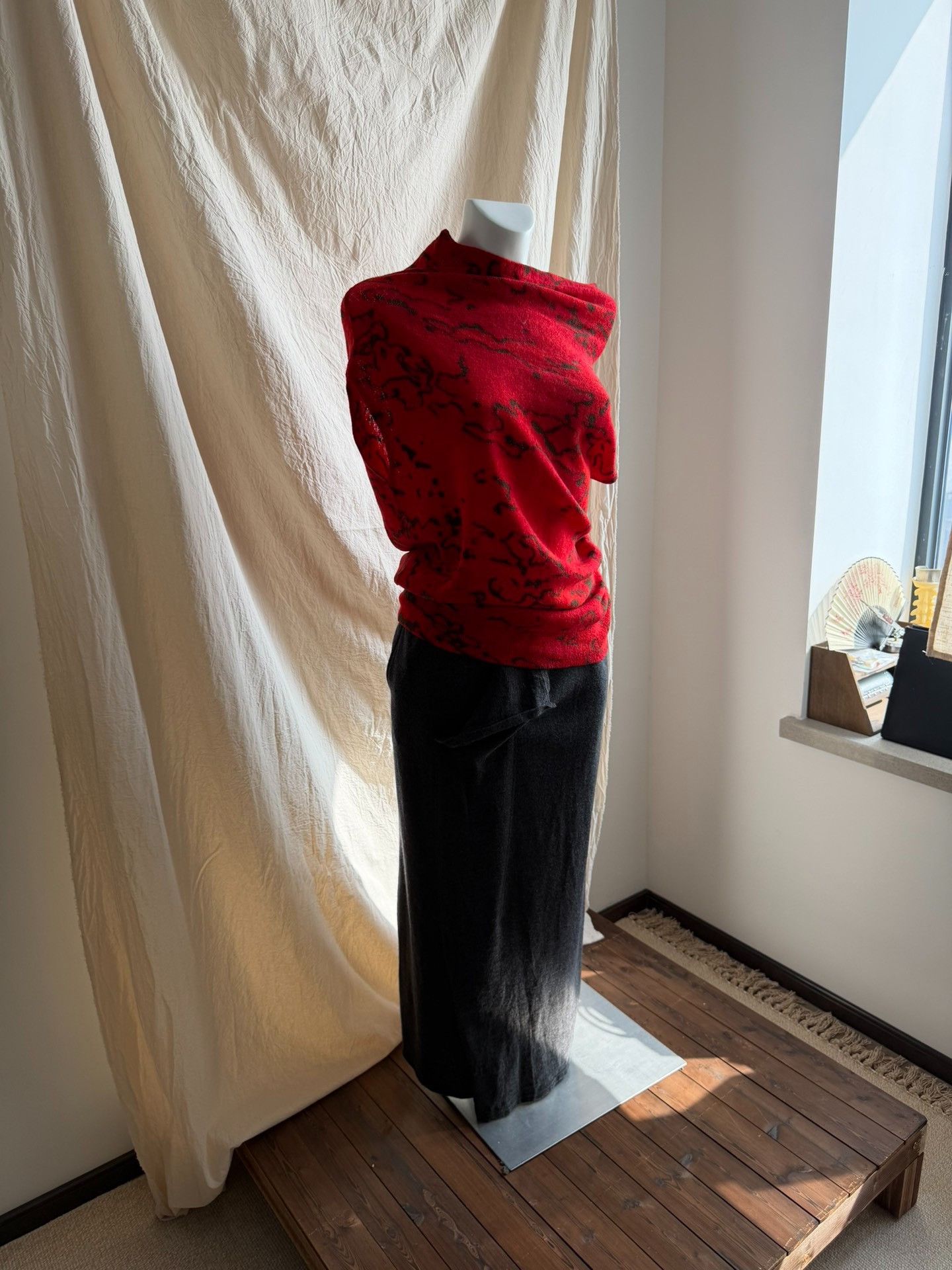 Y's Y's Red Marble Wool Top Size M / US 6-8 / IT 42-44 - 7 Thumbnail