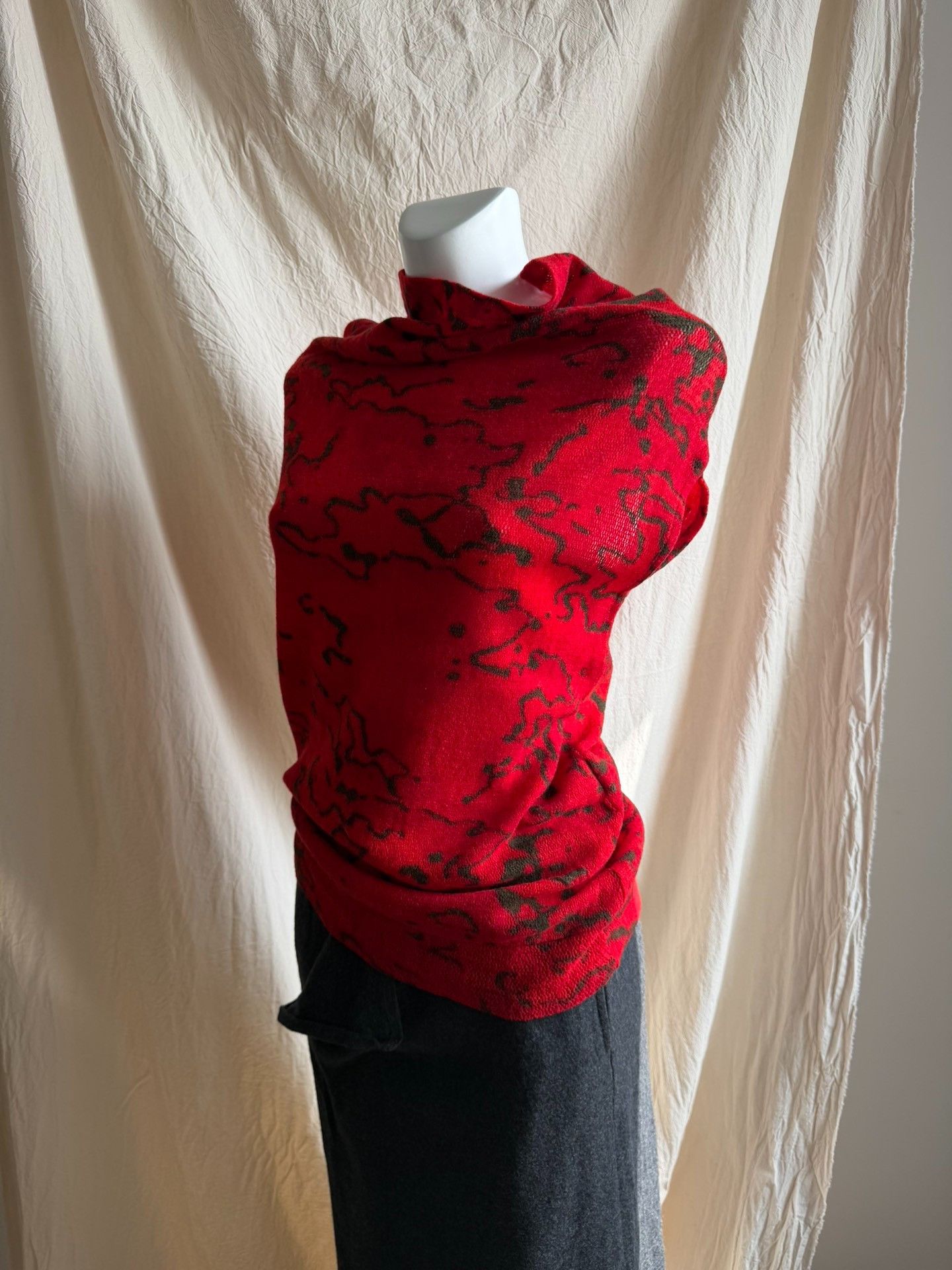 Y's Y's Red Marble Wool Top Size M / US 6-8 / IT 42-44 - 3 Thumbnail