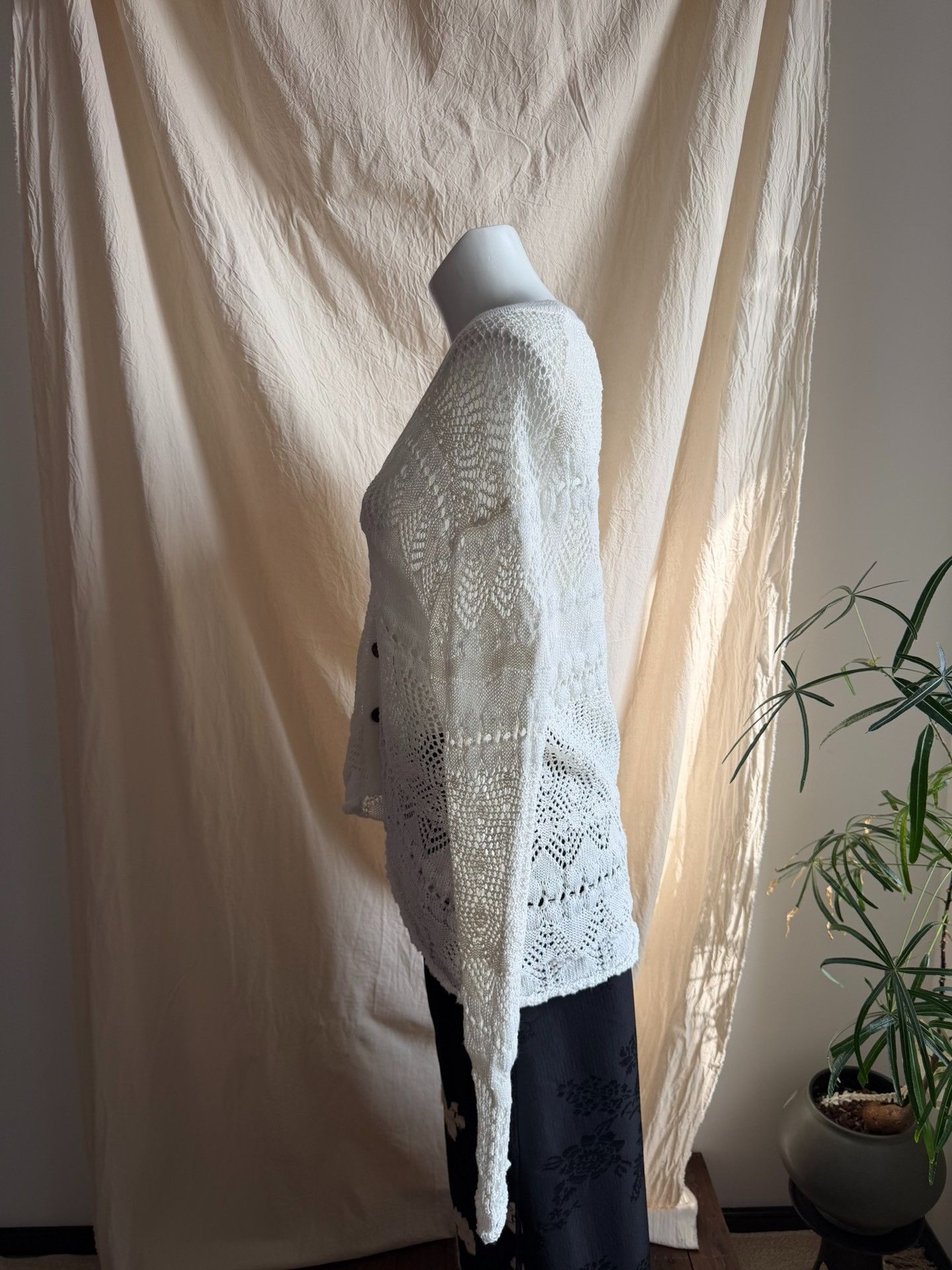 Y's Y'sforliving Cotton Knit Openwork Cardigan Size M / US 6-8 / IT 42-44 - 3 Thumbnail