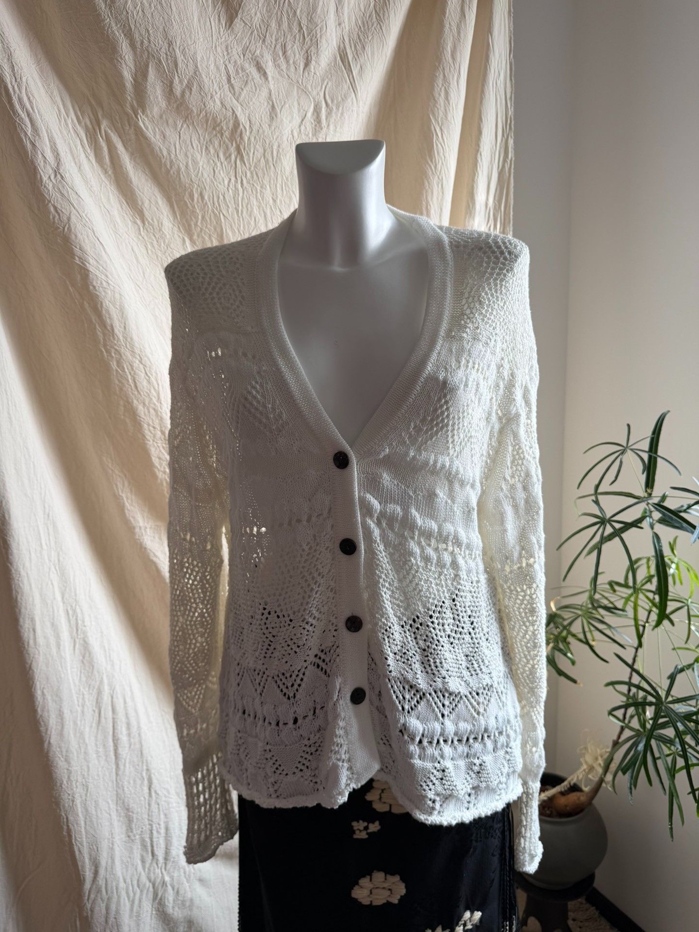 Y's Y'sforliving Cotton Knit Openwork Cardigan Size M / US 6-8 / IT 42-44 - 5 Thumbnail