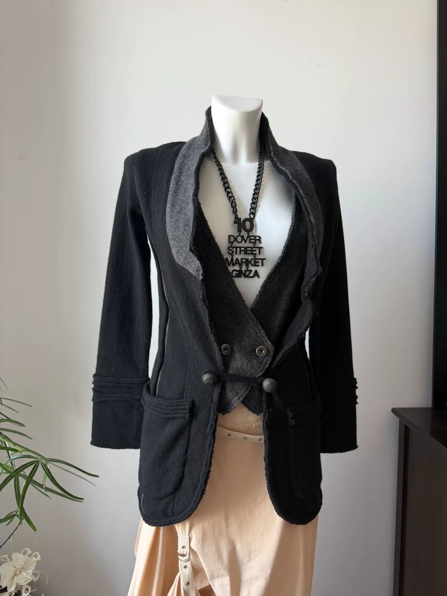 Other Japanese Dark Fake Two-Piece Wool Coat Size S / US 4 / IT 40 - 3 Thumbnail