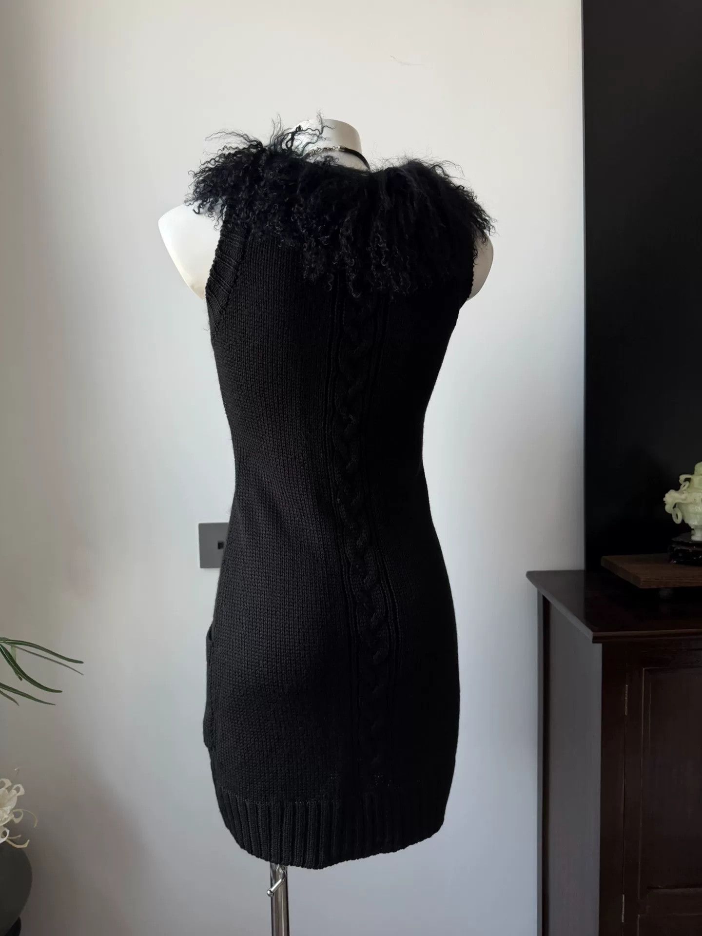 Paoloni PAOLAFRANI Knit Beaver Fur Collar Vest Size M / US 6-8 / IT 42-44 - 7 Thumbnail