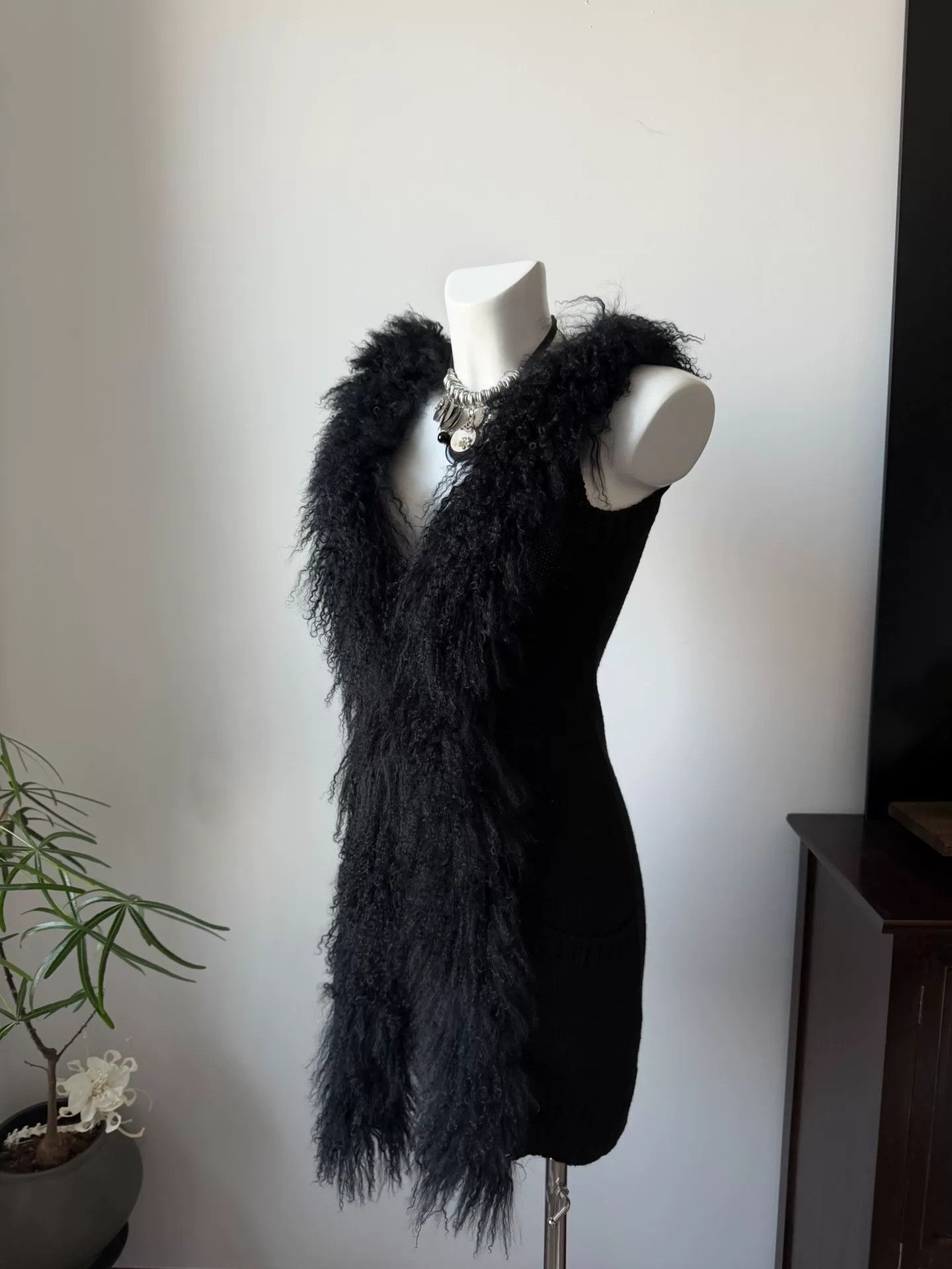 Paoloni PAOLAFRANI Knit Beaver Fur Collar Vest Size M / US 6-8 / IT 42-44 - 4 Thumbnail