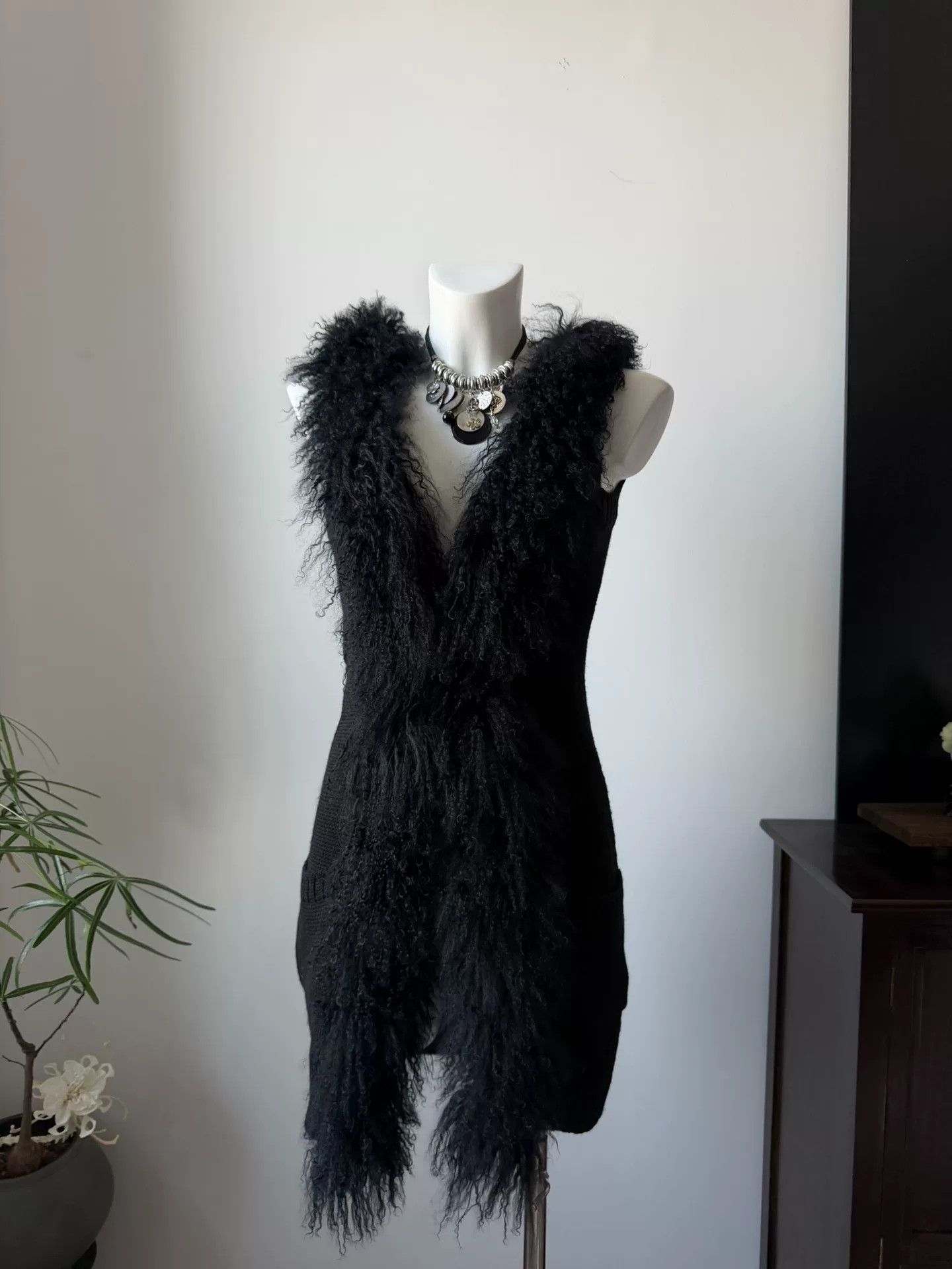 Paoloni PAOLAFRANI Knit Beaver Fur Collar Vest Size M / US 6-8 / IT 42-44 - 3 Thumbnail