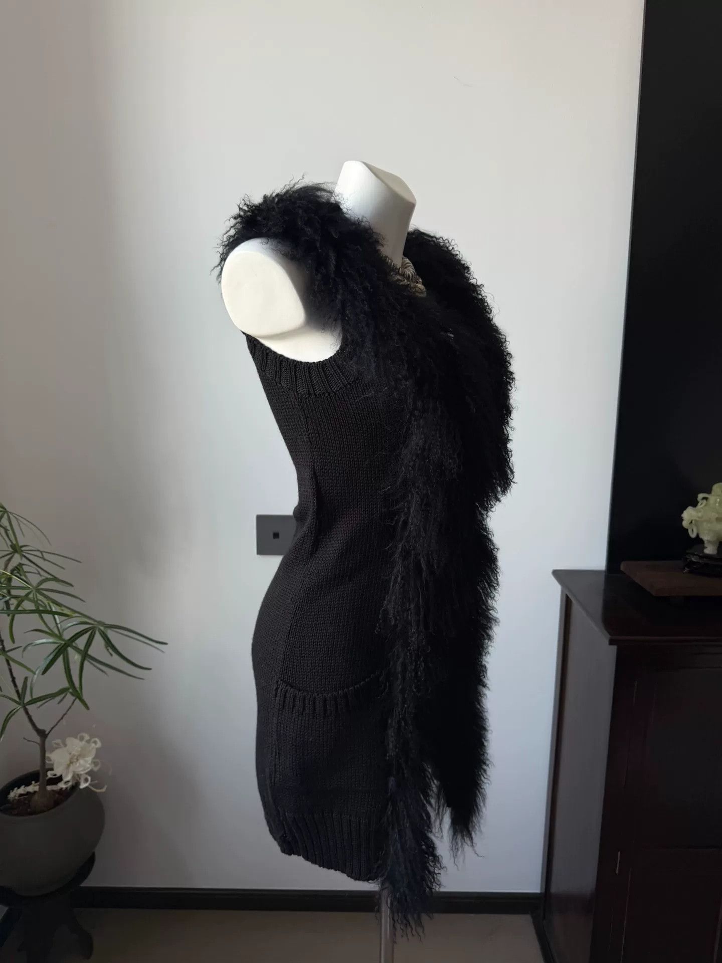 Paoloni PAOLAFRANI Knit Beaver Fur Collar Vest Size M / US 6-8 / IT 42-44 - 6 Thumbnail