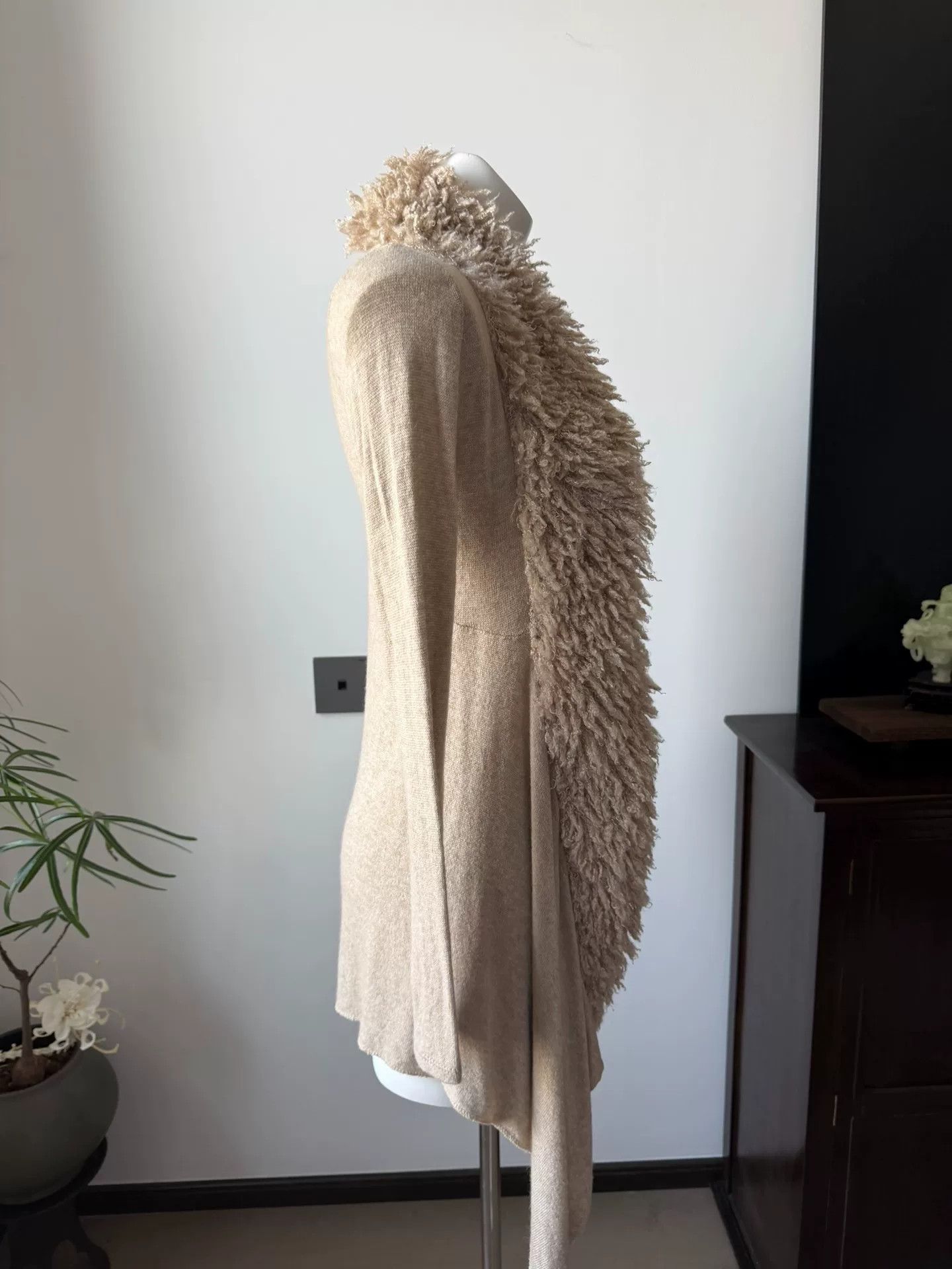 Other Vintage Wool Cardigan w/ Curly Fur Collar Size M / US 6-8 / IT 42-44 - 3 Thumbnail