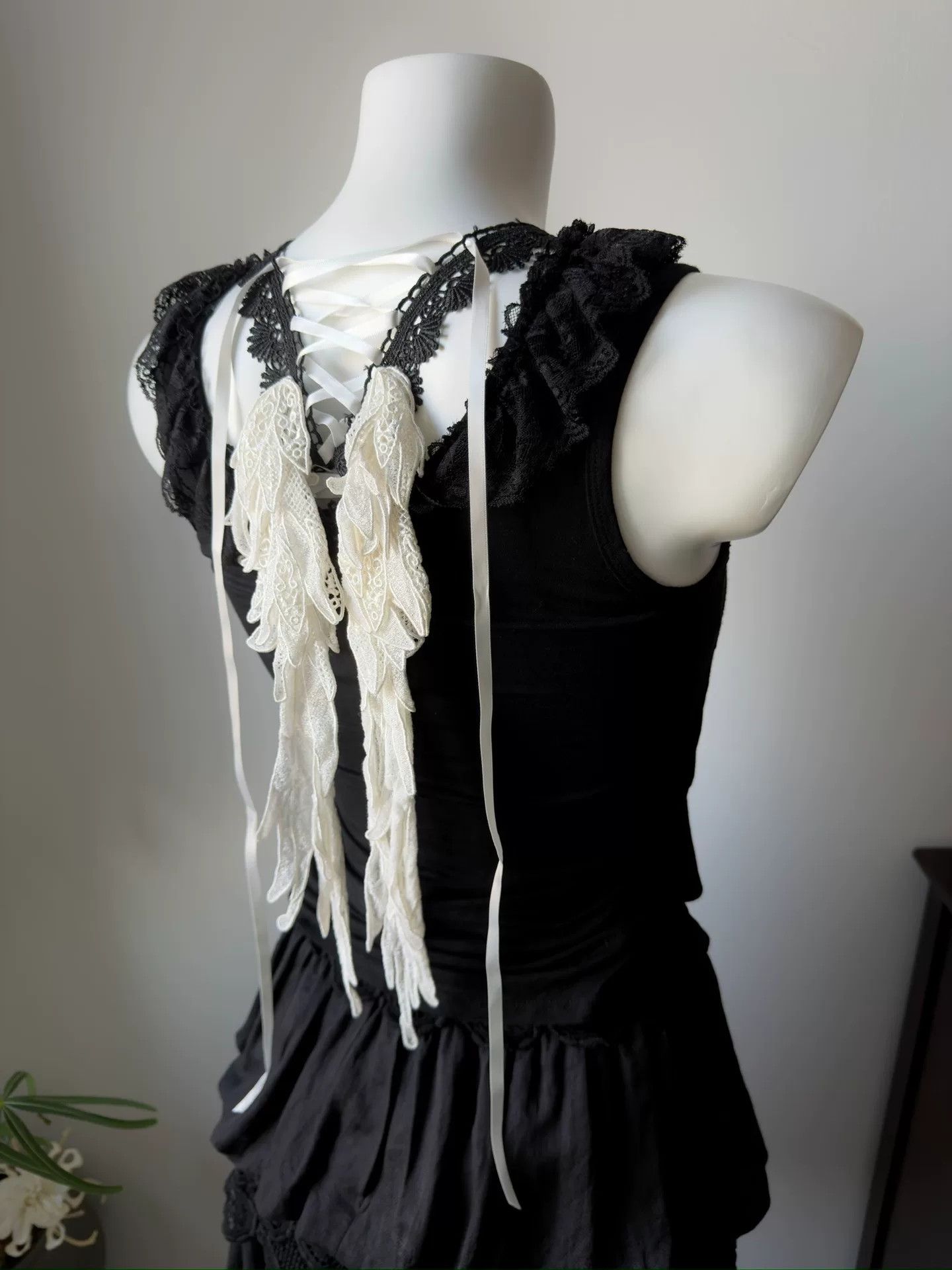 KMRii Japanese Brand Cotton Lace Wing Camisole Size M / US 6-8 / IT 42-44 - 3 Thumbnail