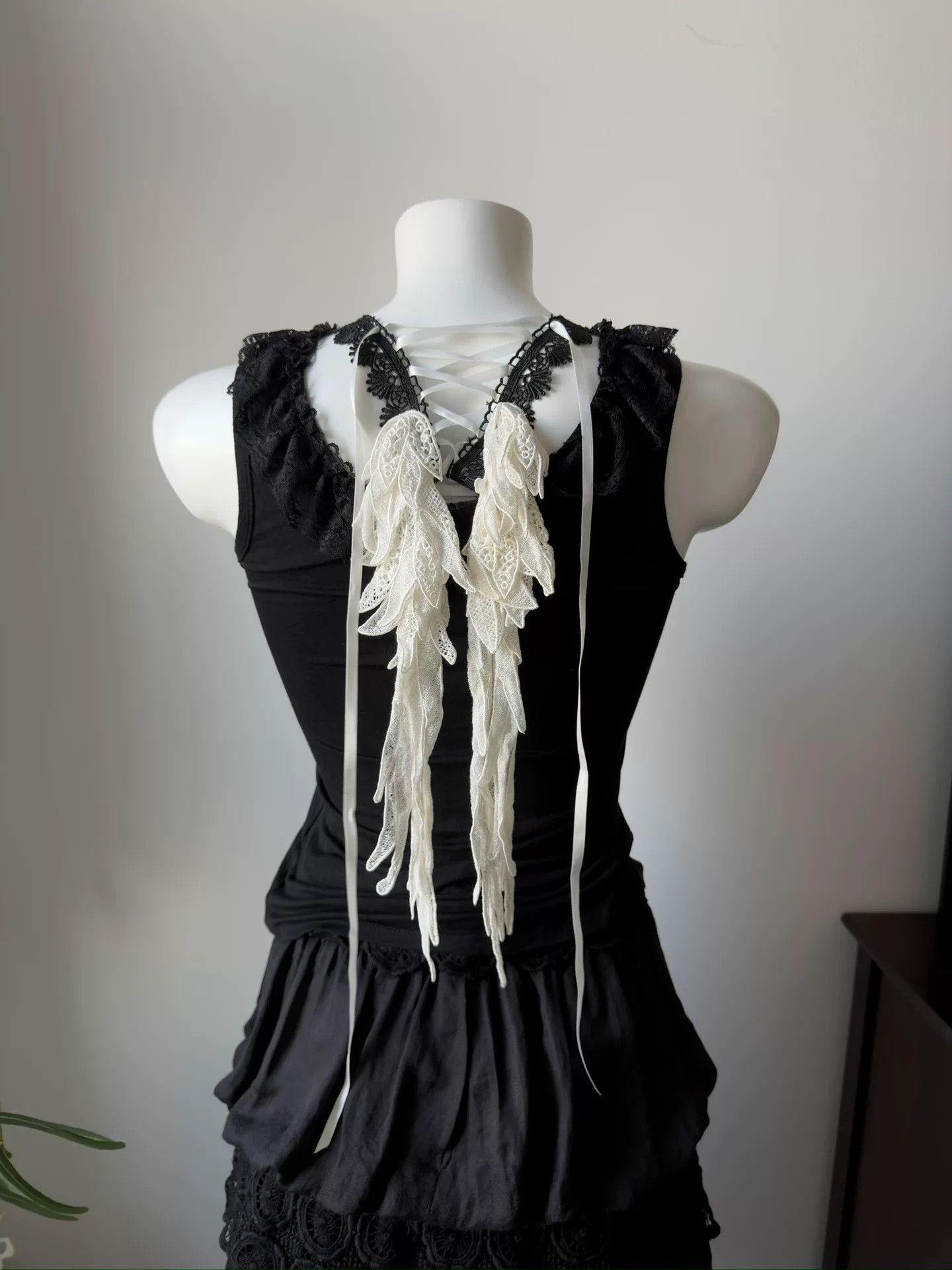 KMRii Japanese Brand Cotton Lace Wing Camisole Size M / US 6-8 / IT 42-44 - 2 Thumbnail