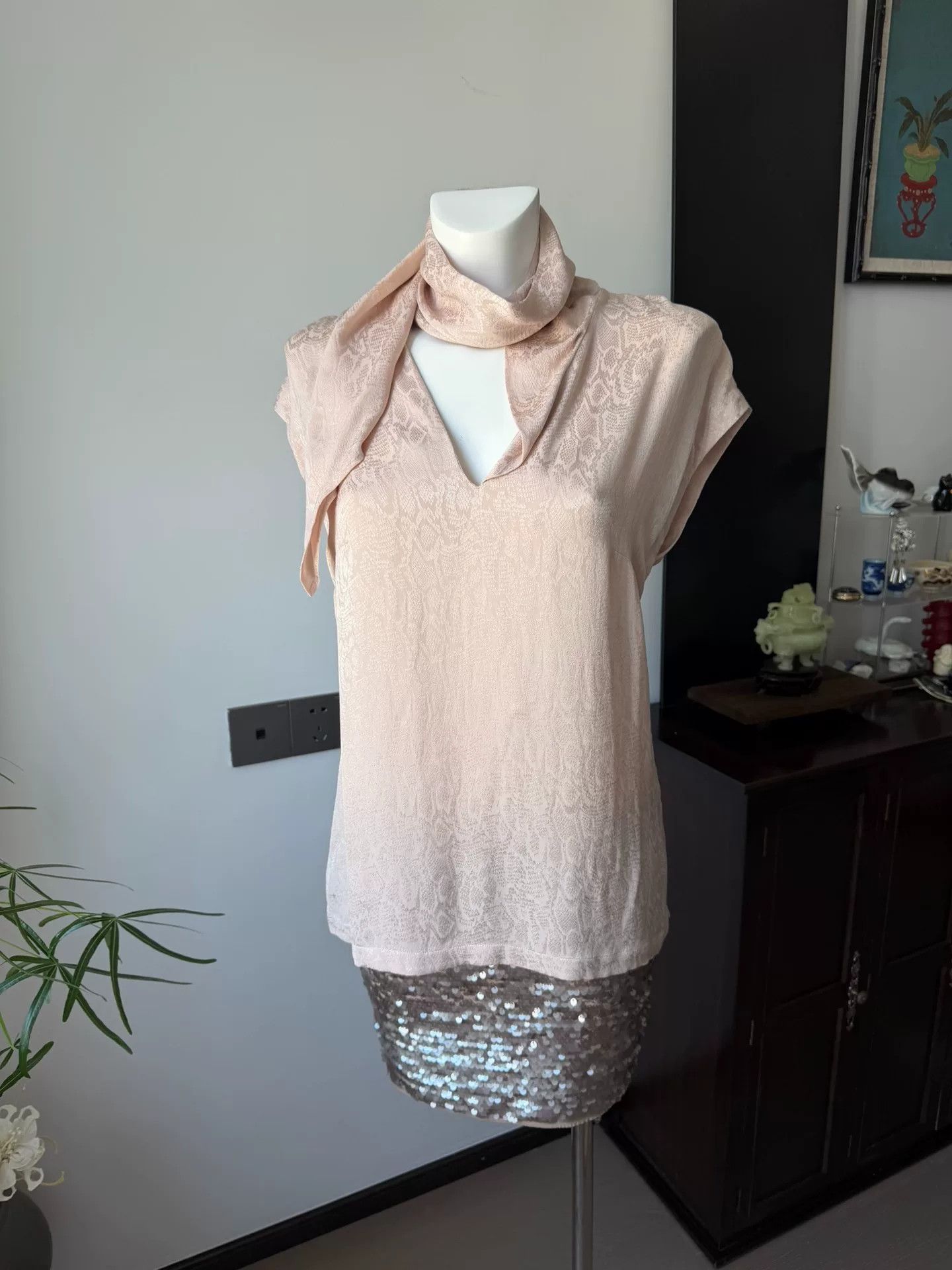 Just Cavalli Just Cavalli Pink Snake Print Scarf Top Size M / US 6-8 / IT 42-44 - 2 Thumbnail
