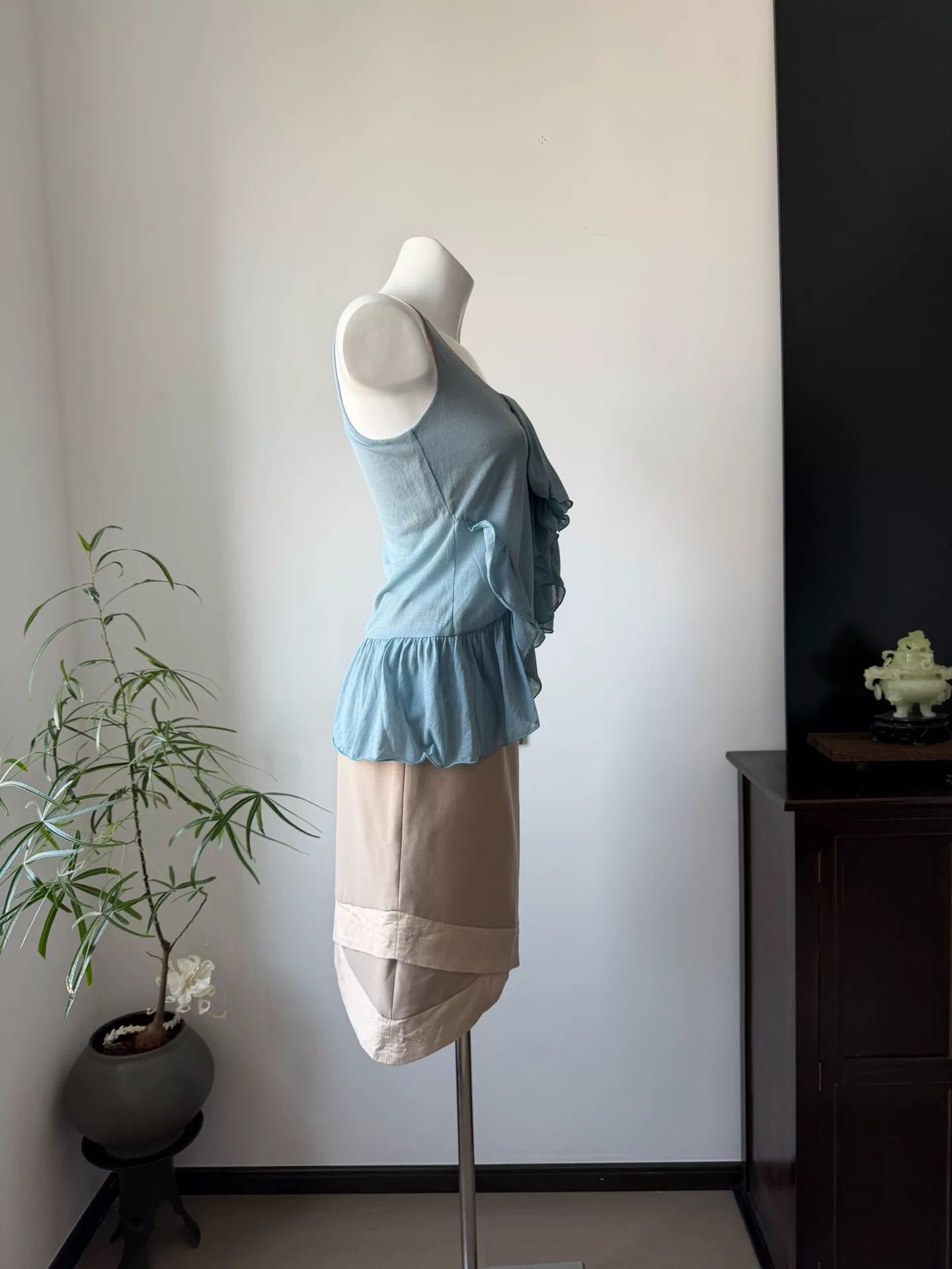 Sportmax SPORTMAX Light Blue Irregular Camisole Size M / US 6-8 / IT 42-44 - 4 Thumbnail