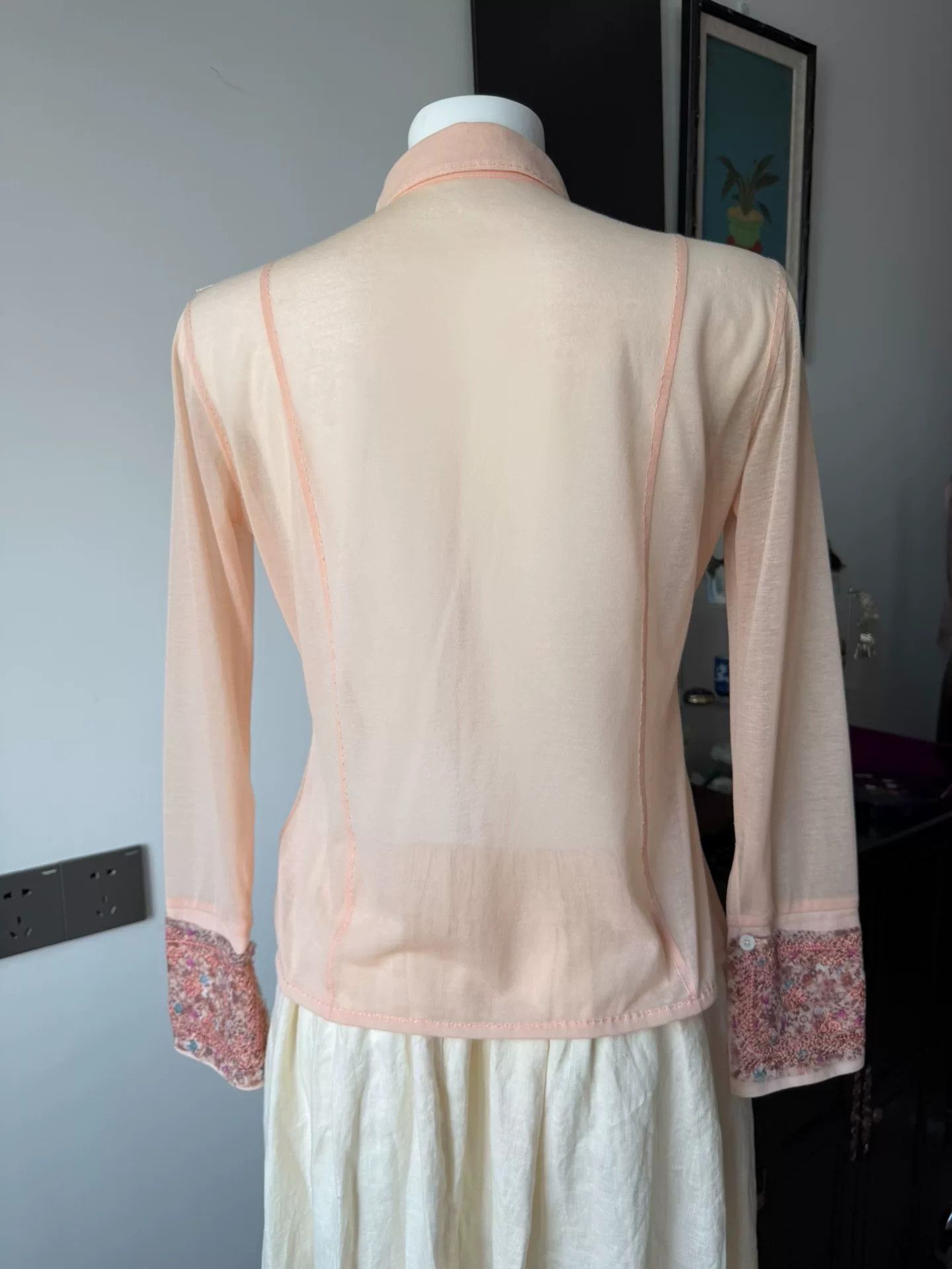 Ermanno Scervino Ermanno Scervino Pink Embroidered Floral Shirt Size M / US 6-8 / IT 42-44 - 7 Thumbnail