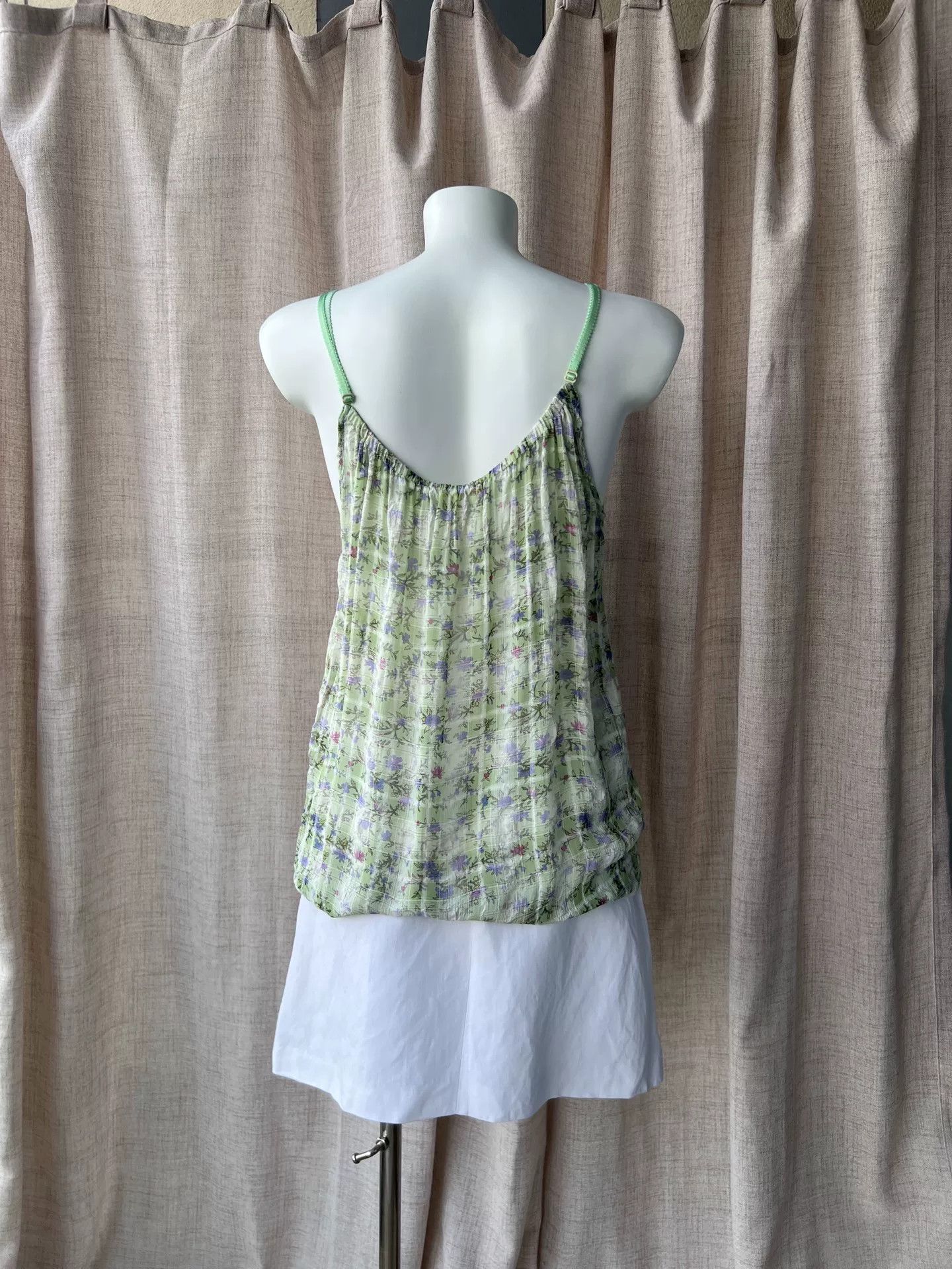 John Galliano GALLIANO Light Green Plaid Floral Camisole Size M / US 6-8 / IT 42-44 - 6 Thumbnail