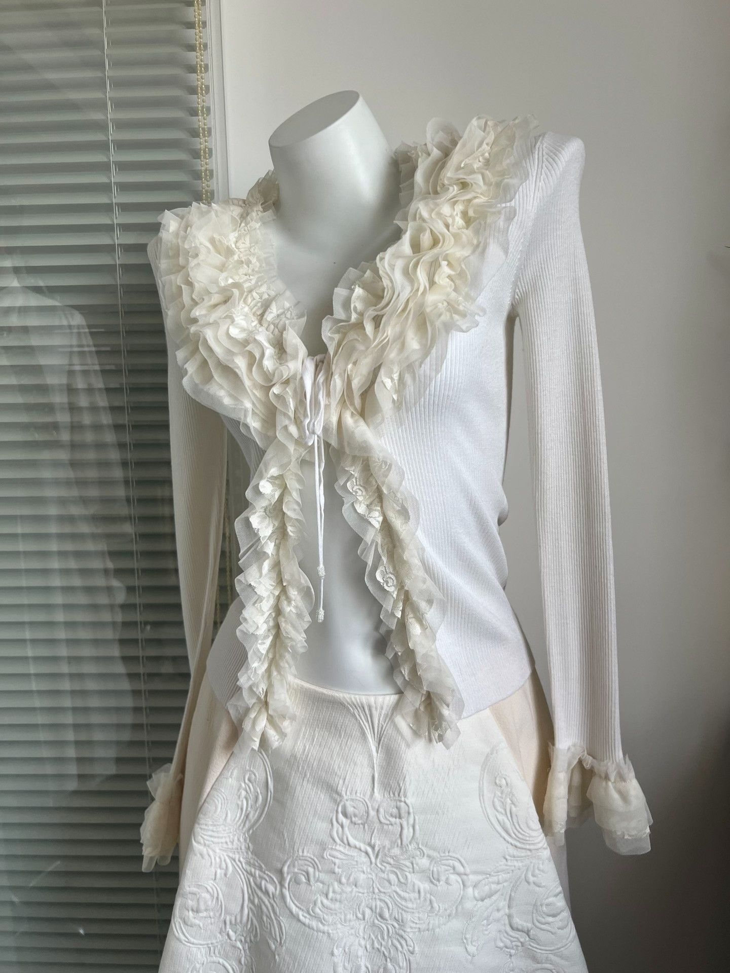 BEAUTY&YOUTH Vintage Multi-Layer Lace Fairy Knit Cardigan Size M / US 6-8 / IT 42-44 - 5 Thumbnail