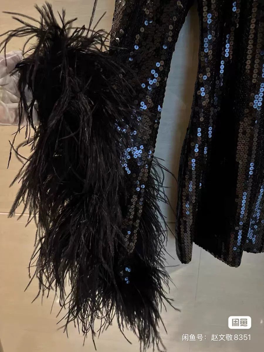Other Taller Marmo Sequin Feather Mini Dress Size L / US 10 / IT 46 - 3 Thumbnail