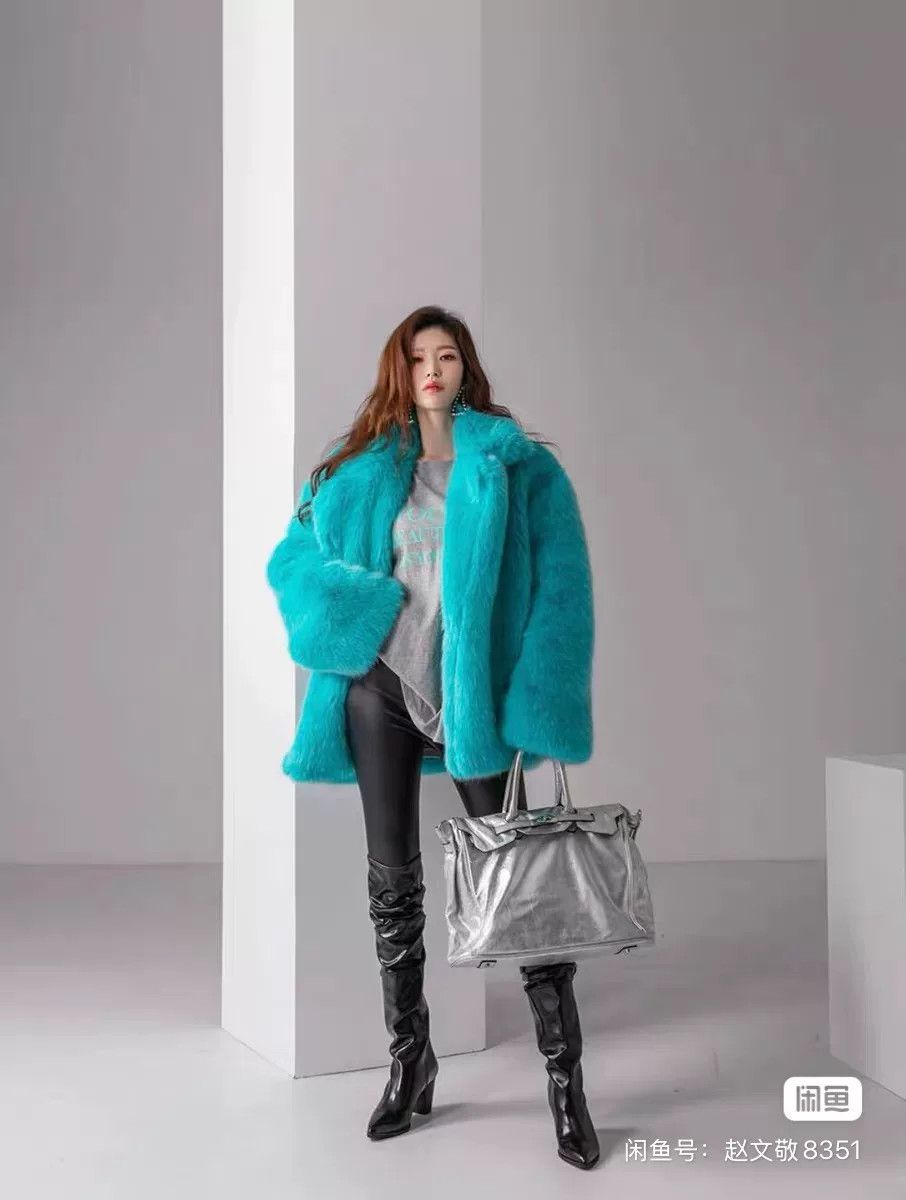 Other DINT Korean Blue Fur Coat Size M / US 6-8 / IT 42-44 - 5 Thumbnail
