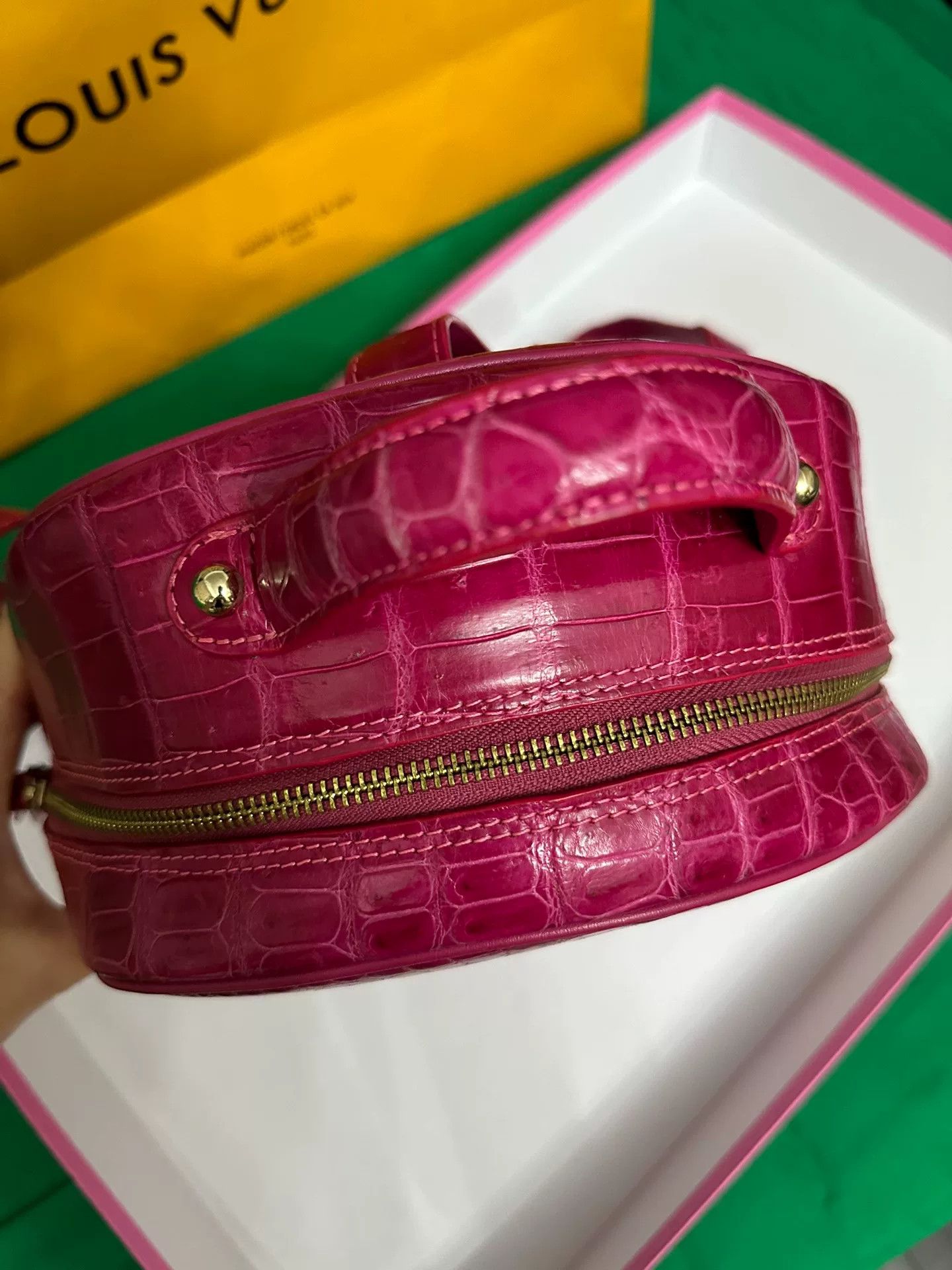Other Pink Crocodile Leather Backpack Size ONE SIZE - 4 Thumbnail