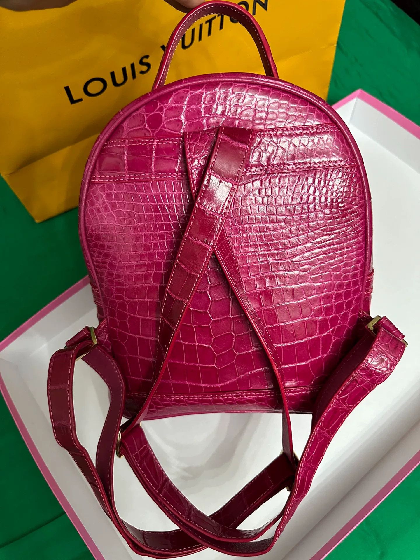 Other Pink Crocodile Leather Backpack Size ONE SIZE - 2 Thumbnail