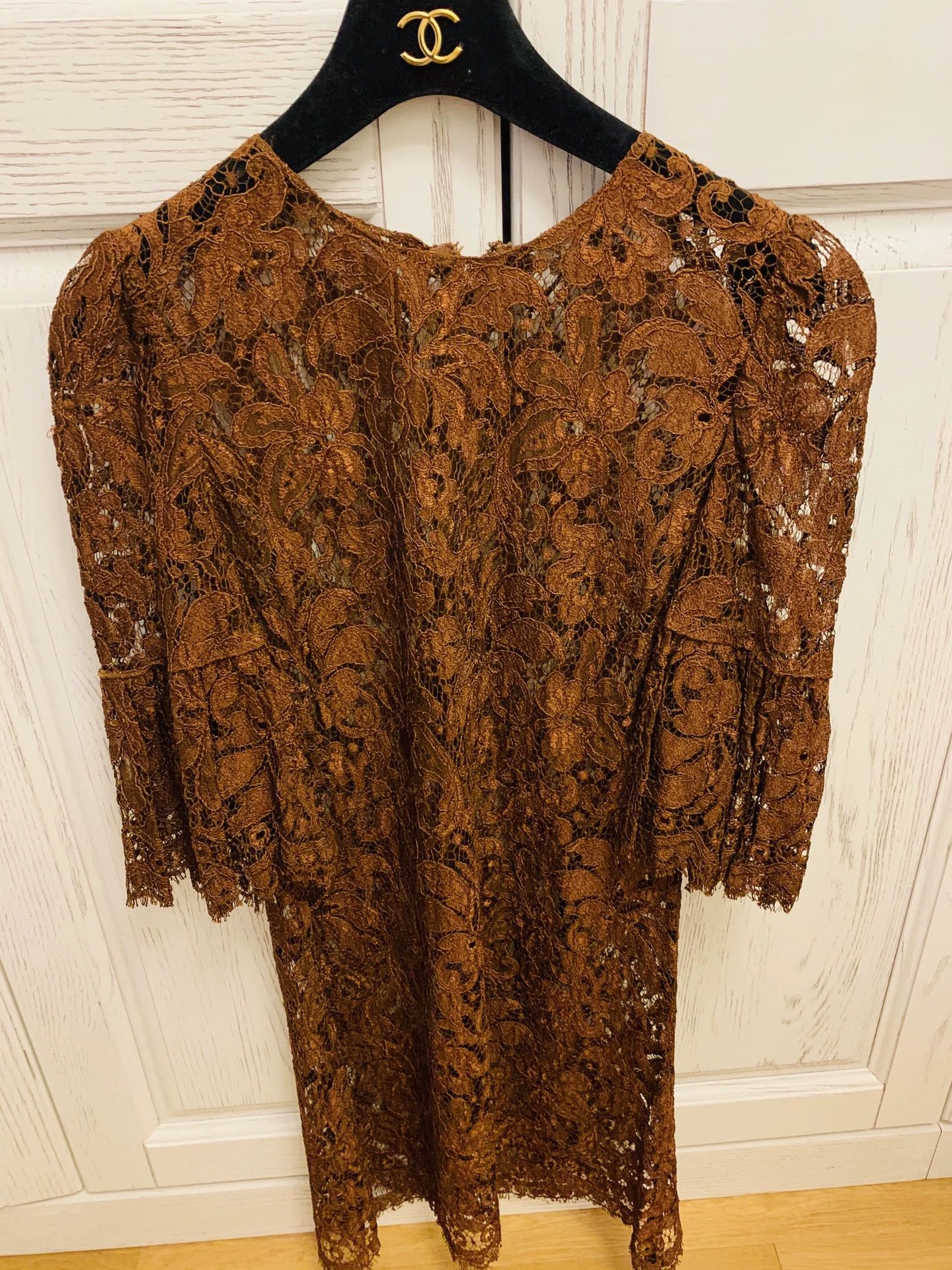 Dolce & Gabbana Dolce & Gabbana Brown Lace Dress Size M / US 6-8 / IT 42-44 - 3 Thumbnail