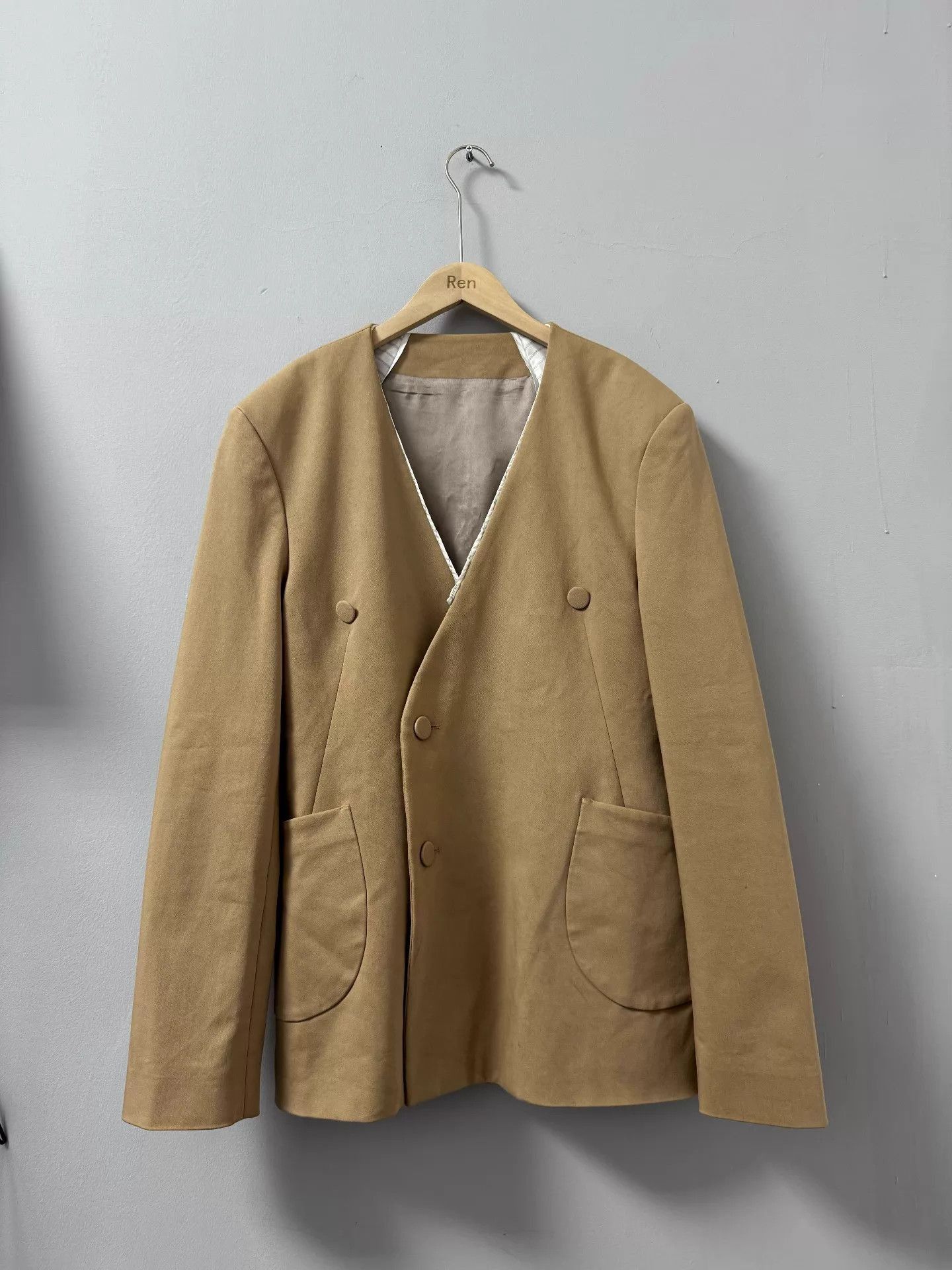 Kiko Kostadinov Beige Structured Long-Sleeve Jacket Size US M / EU 48-50 / 2 - 3 Thumbnail