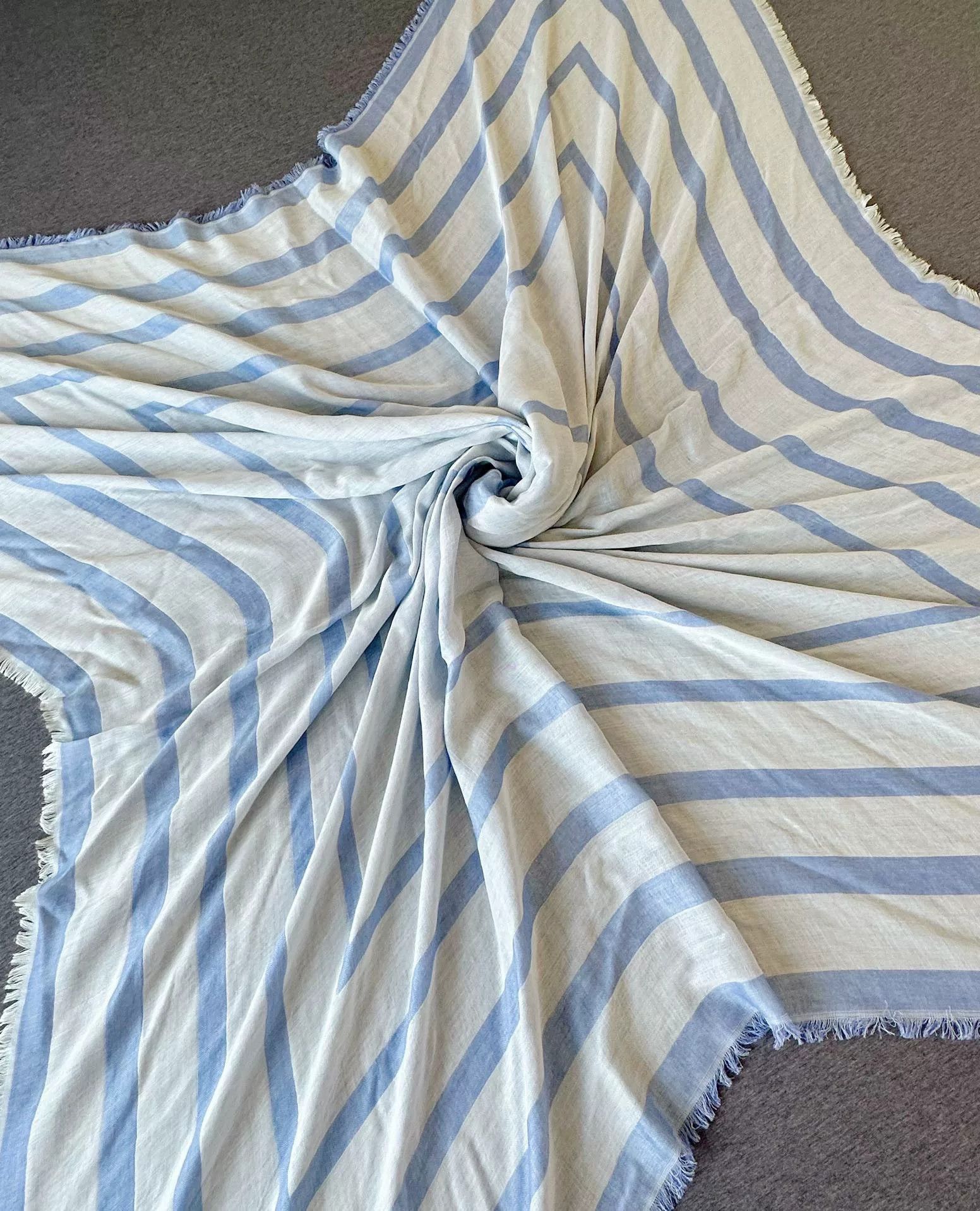 Chanel Chanel Blue White Stripe Square Scarf Size ONE SIZE - 4 Thumbnail