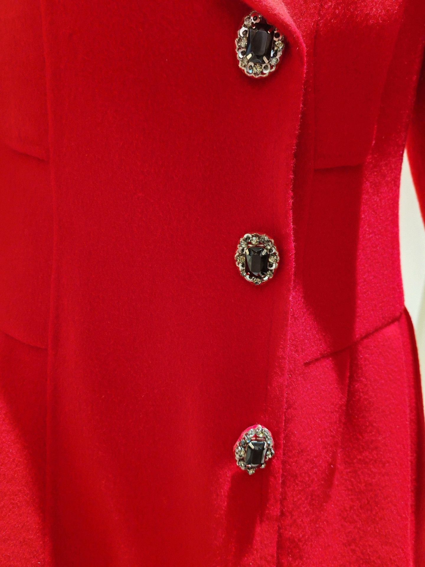 Other SJ Red Wool Coat with Rhinestone Buttons Size M / US 6-8 / IT 42-44 - 5 Thumbnail
