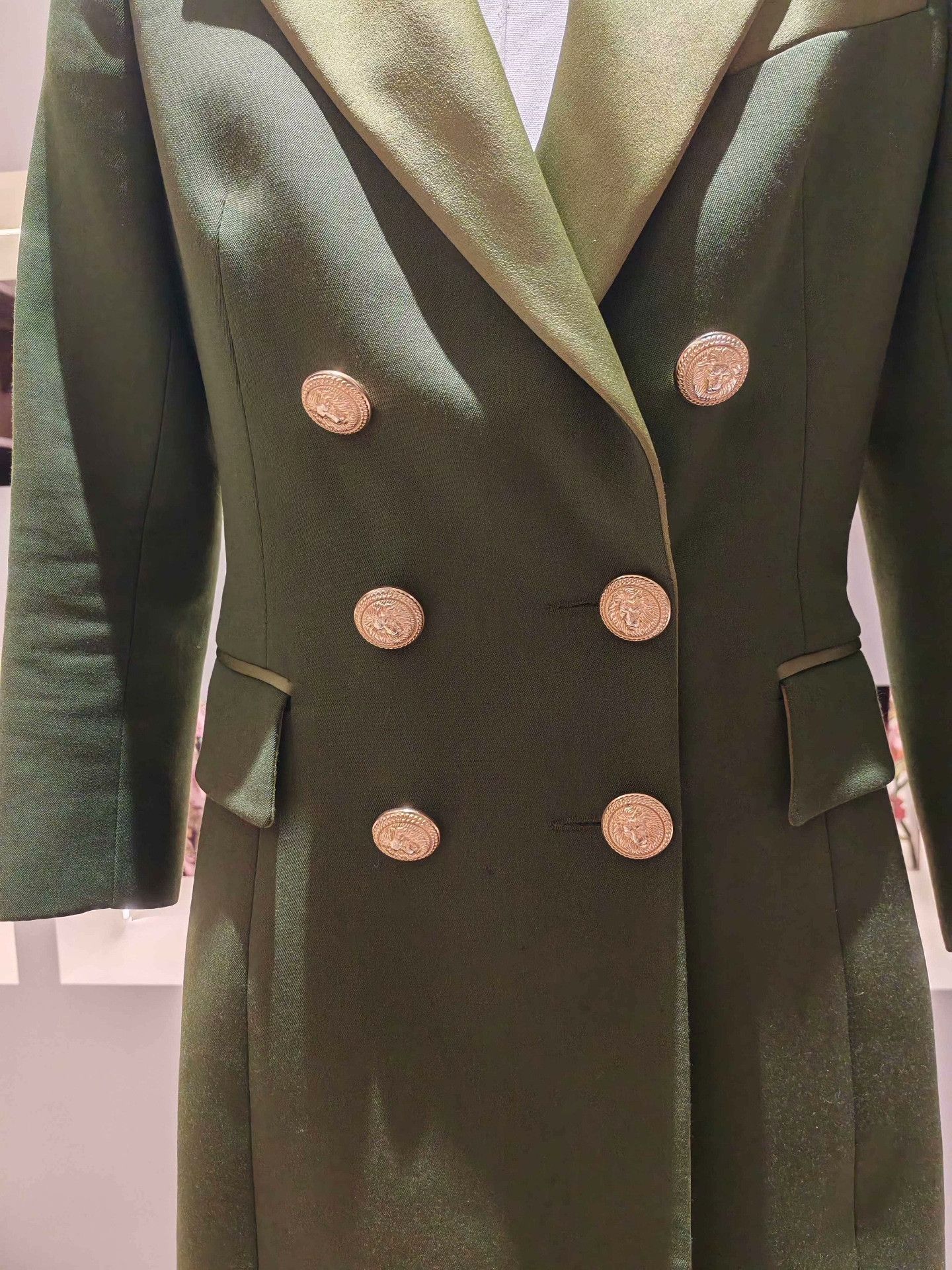 Balmain BALMAIN Olive Green Satin Blazer Dress Size M / US 6-8 / IT 42-44 - 3 Thumbnail