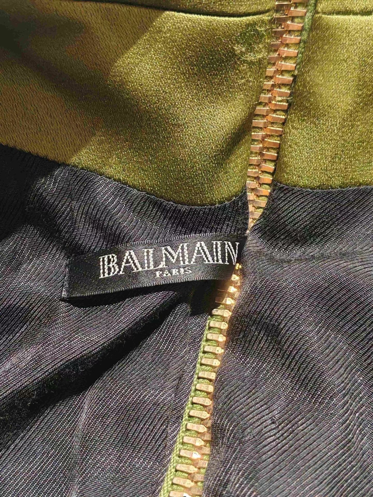 Balmain BALMAIN Olive Green Satin Blazer Dress Size M / US 6-8 / IT 42-44 - 4 Thumbnail
