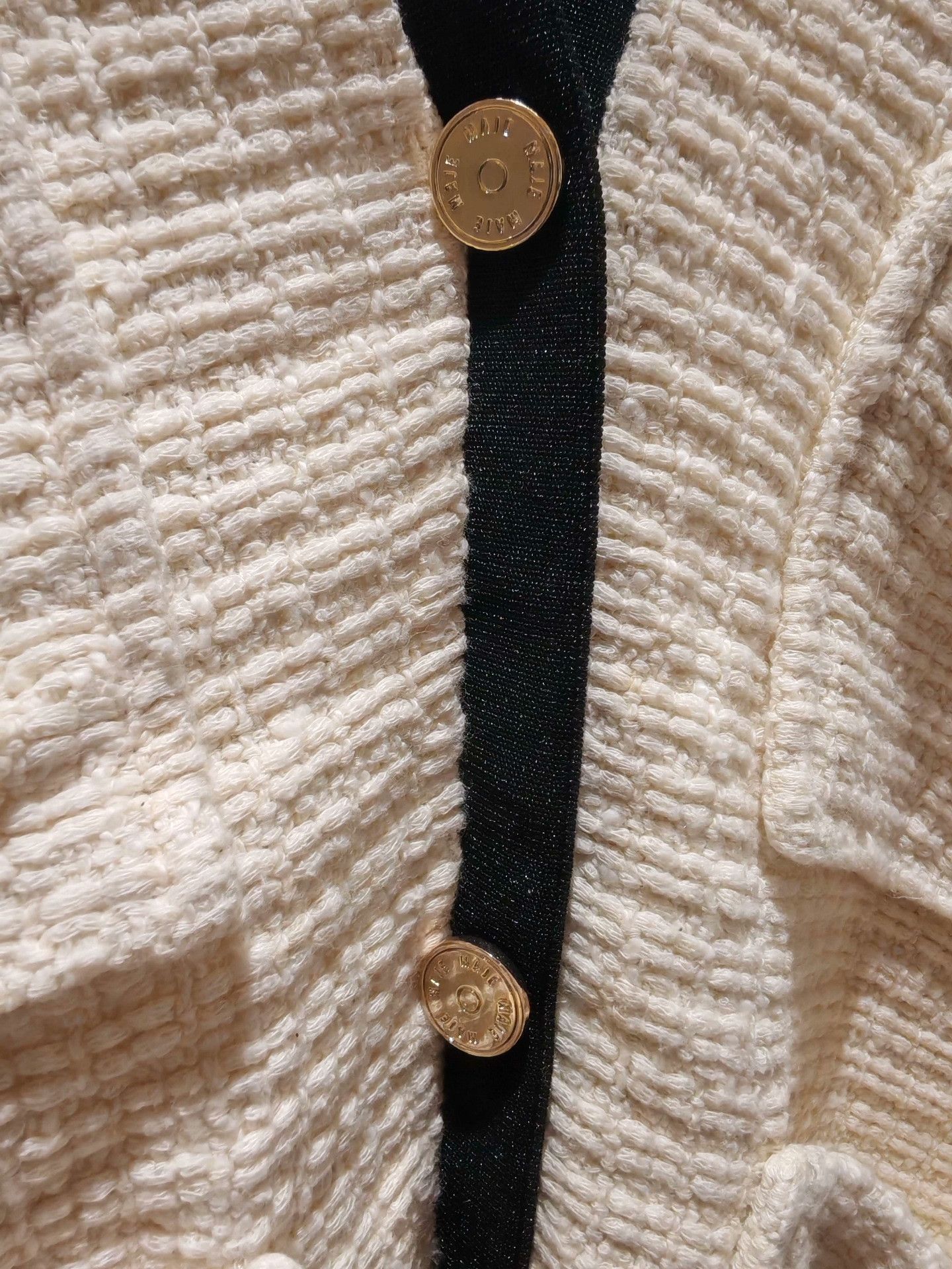 Maje Maje Cream Tweed Style Cardigan Size M / US 6-8 / IT 42-44 - 4 Thumbnail