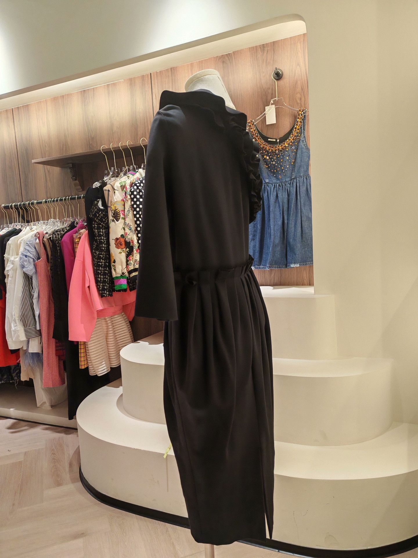 Other JOYCE One-Sleeve Off-Shoulder Black Dress Size S / US 4 / IT 40 - 2 Thumbnail