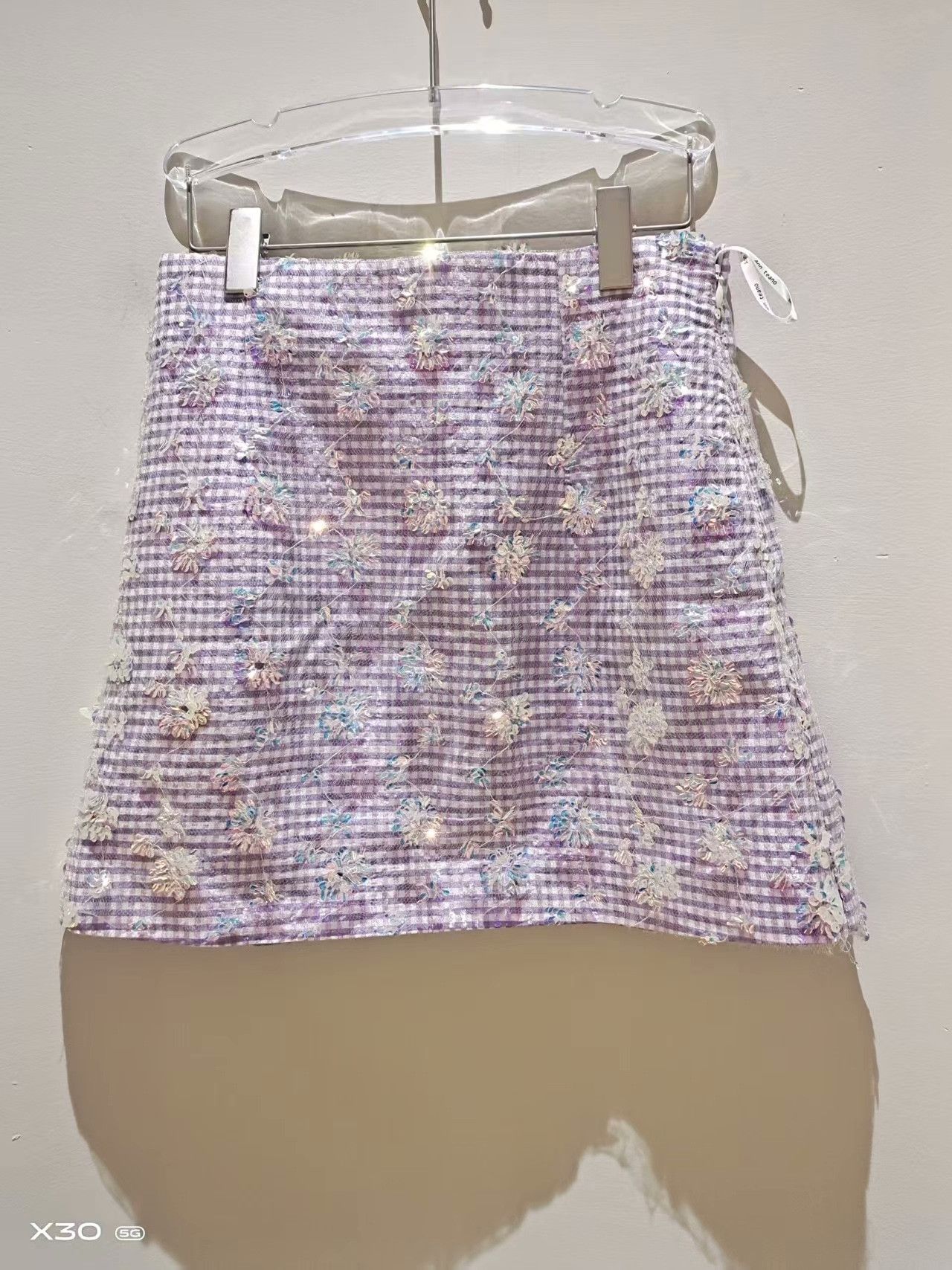 Other Ann Teano Butterfly Tulle Plaid Purple Skirt Size 32" / US 10 / IT 46 - 2 Thumbnail