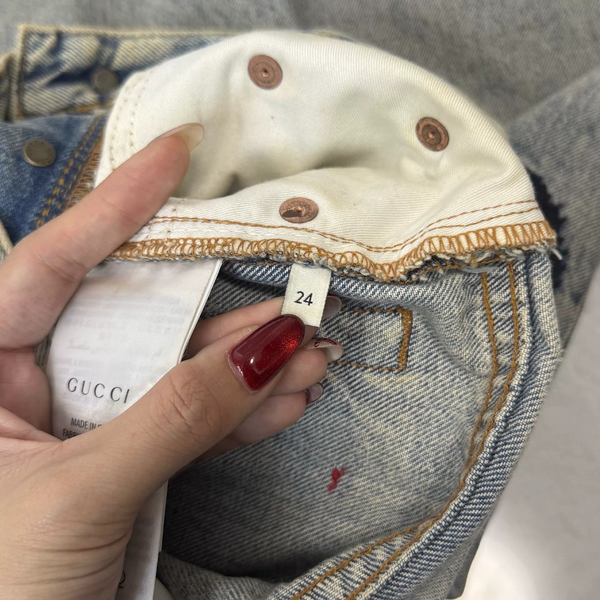 Gucci Gucci Denim Embroidered Jeans 24 Women Size 24" / US 00 / IT 34 - 6 Thumbnail