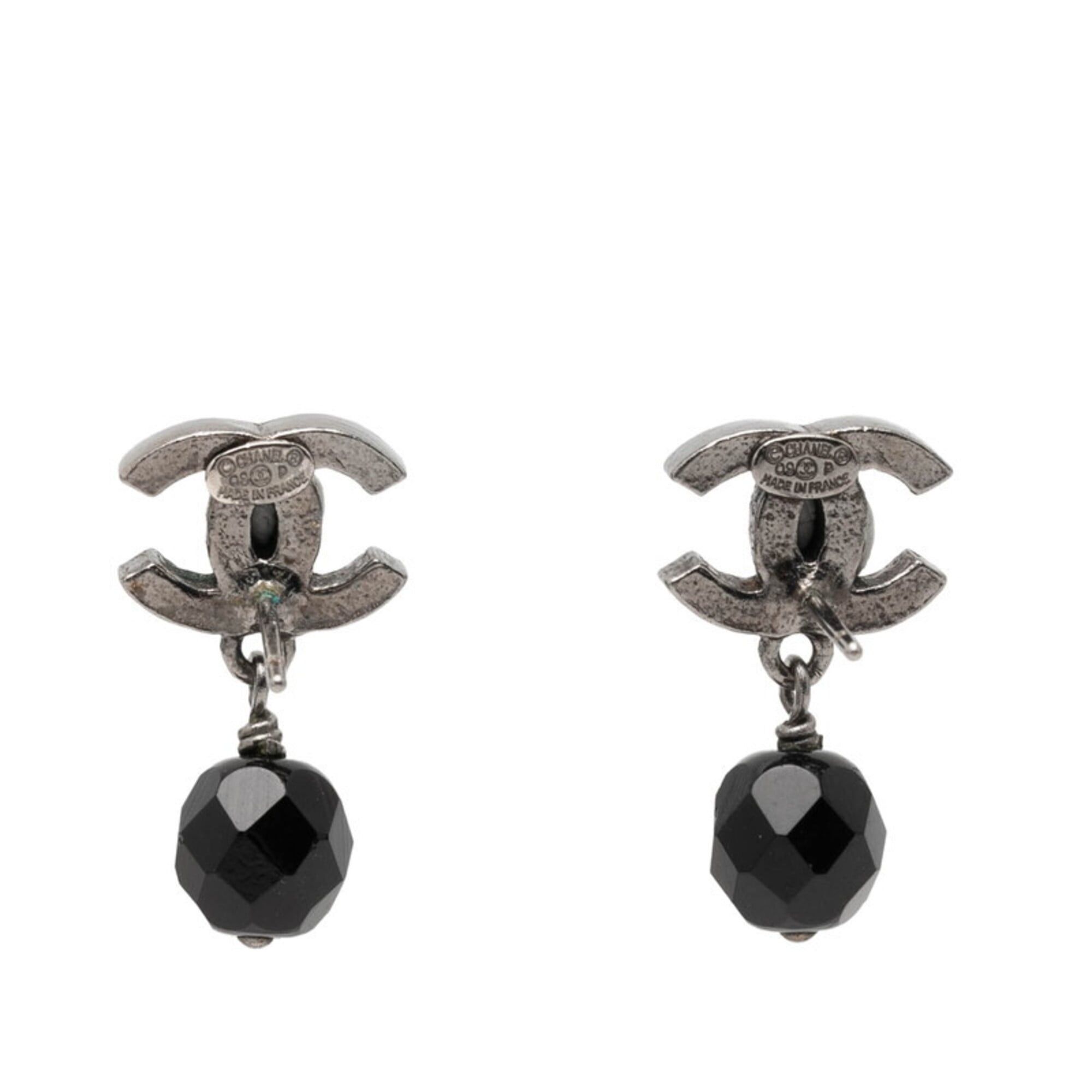 Chanel Chanel Coco Mark Earrings, Silver and Black Metal, Women's CHANEL Size ONE SIZE - 2 Thumbnail