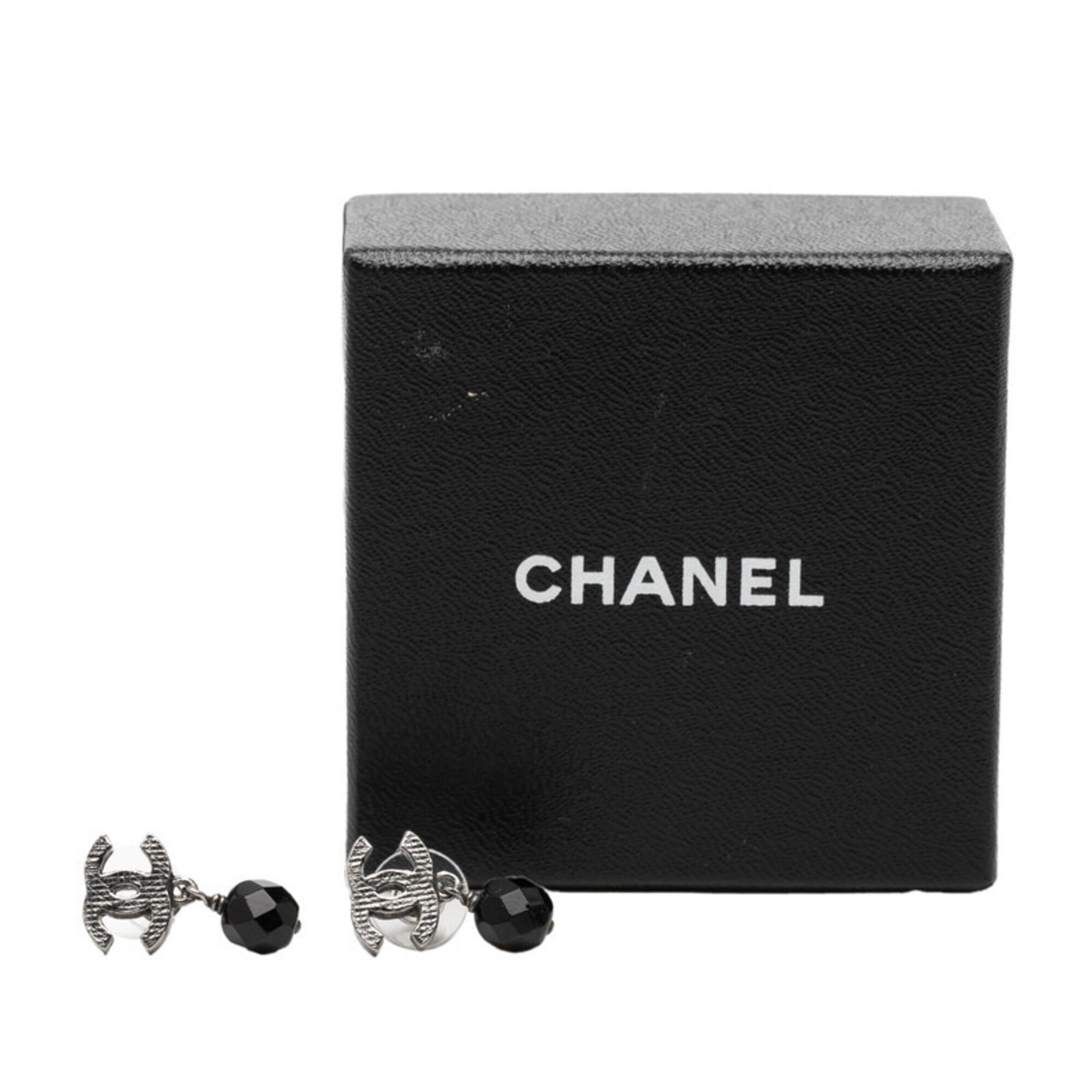 Chanel Chanel Coco Mark Earrings, Silver and Black Metal, Women's CHANEL Size ONE SIZE - 4 Thumbnail