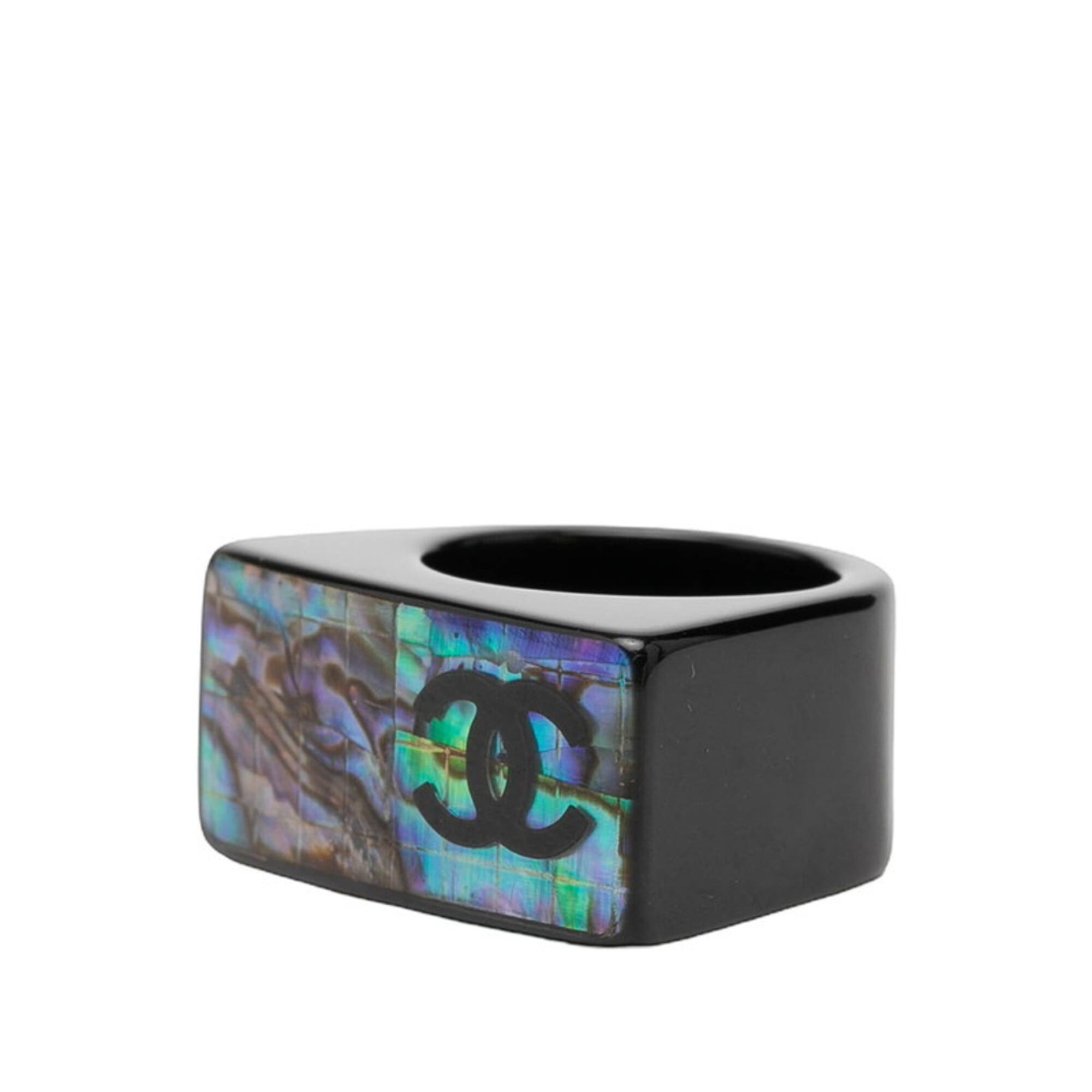 Chanel Chanel Coco Mark Ring, Black and Blue Plastic, Women's CHANEL Size ONE SIZE - 2 Thumbnail