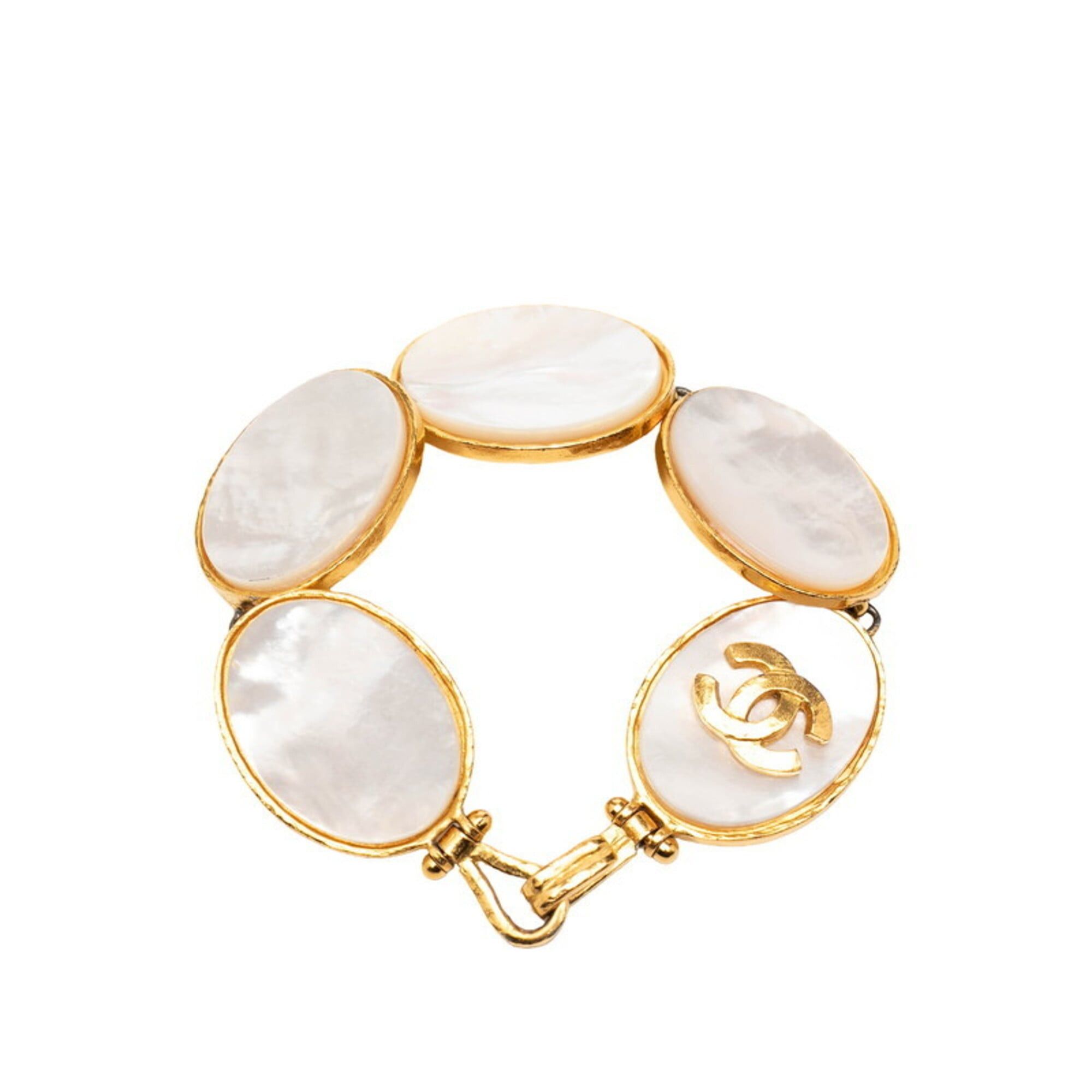 Chanel Chanel Coco Mark Bangle, Gold and White Plated, Women's CHANEL Size ONE SIZE - 3 Thumbnail