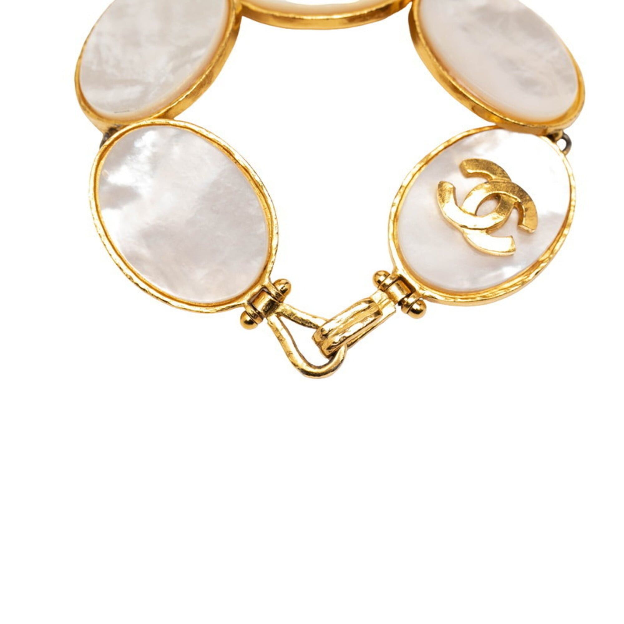 Chanel Chanel Coco Mark Bangle, Gold and White Plated, Women's CHANEL Size ONE SIZE - 5 Thumbnail